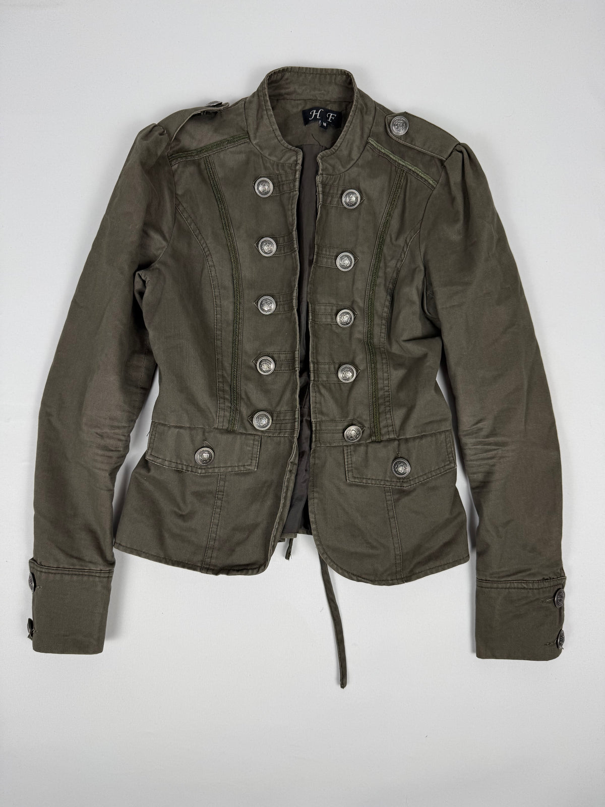 Khaki lace up military jacket (M)