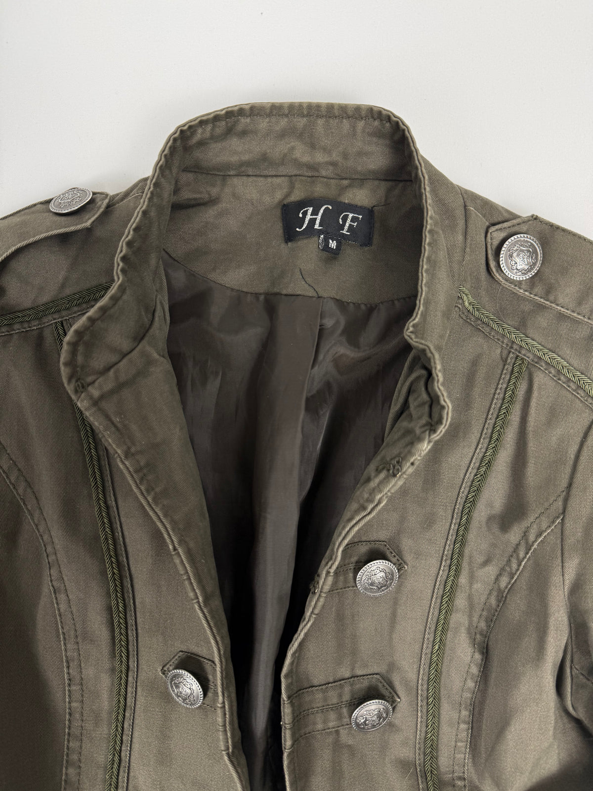 Khaki lace up military jacket (M)