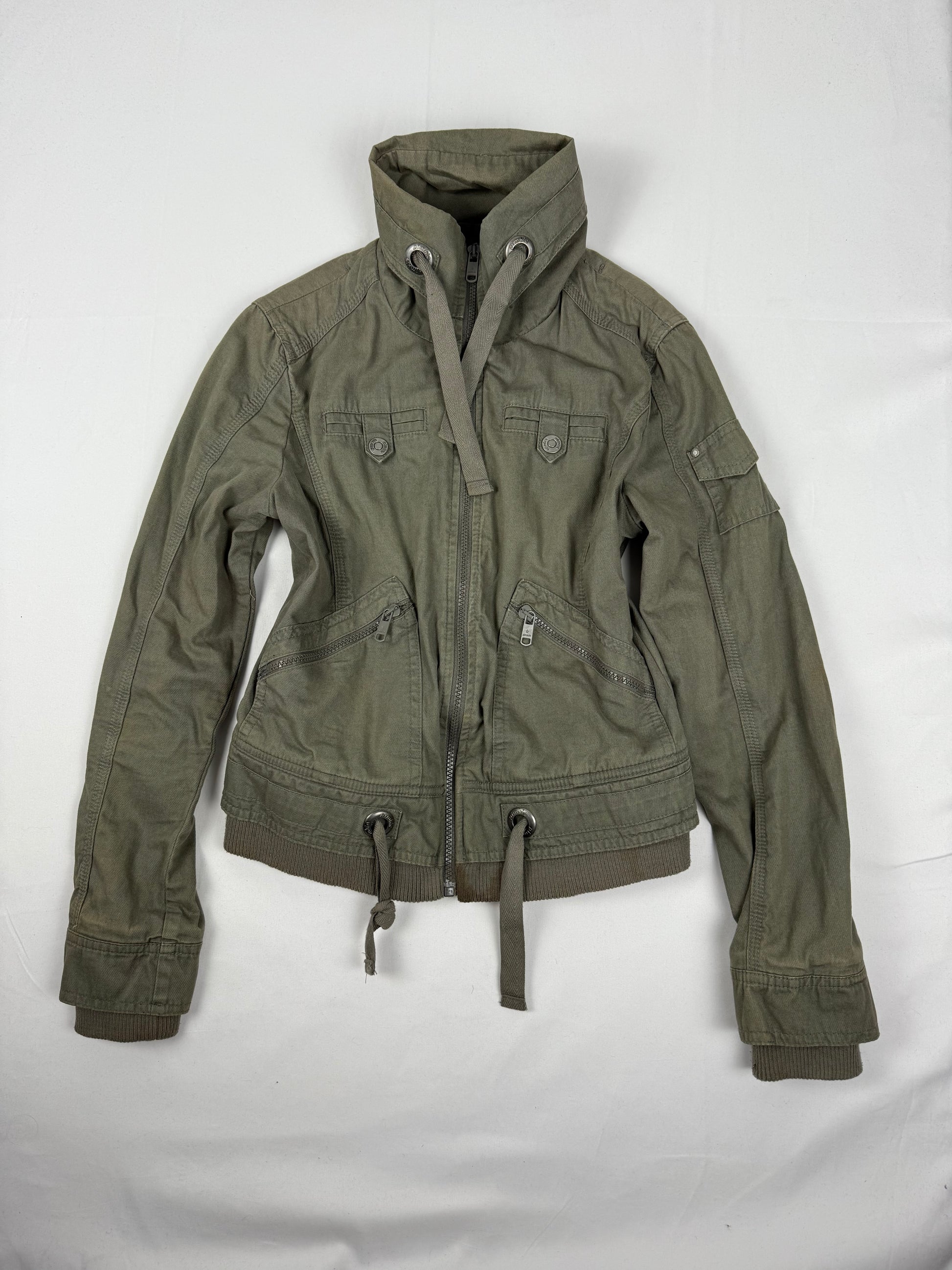 Khaki 100% cotton biker jacket (S)