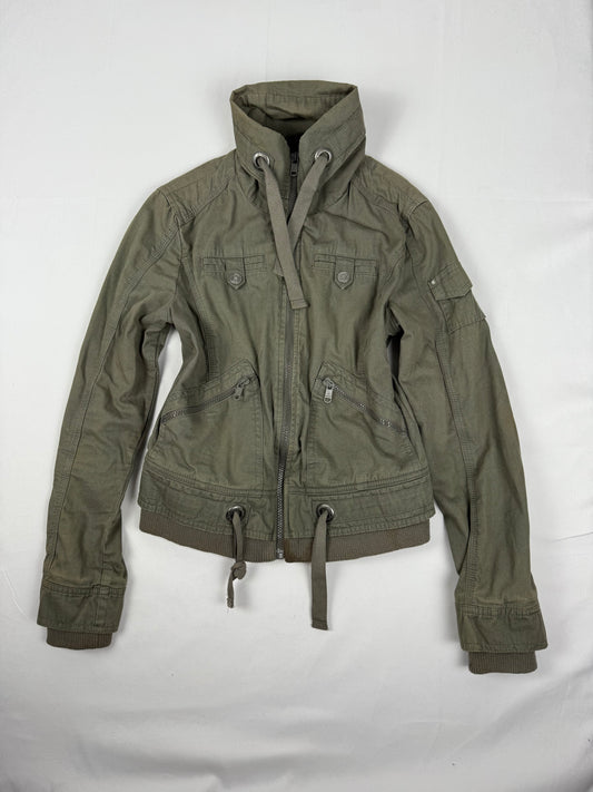 Khaki 100% cotton biker jacket (S)