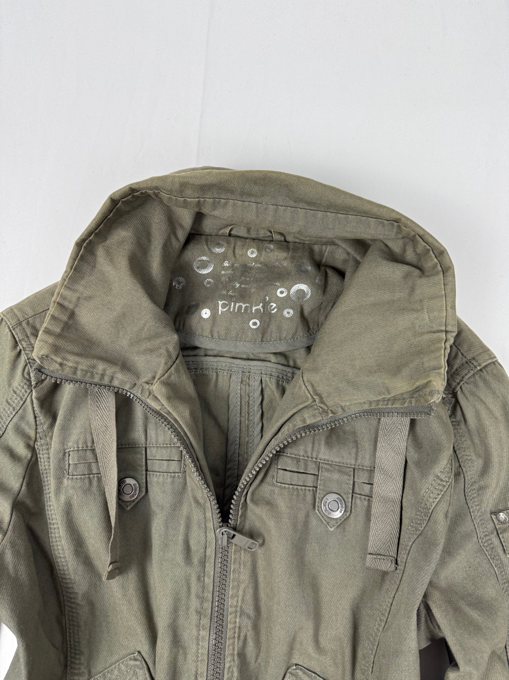 Khaki 100% cotton biker jacket (S)