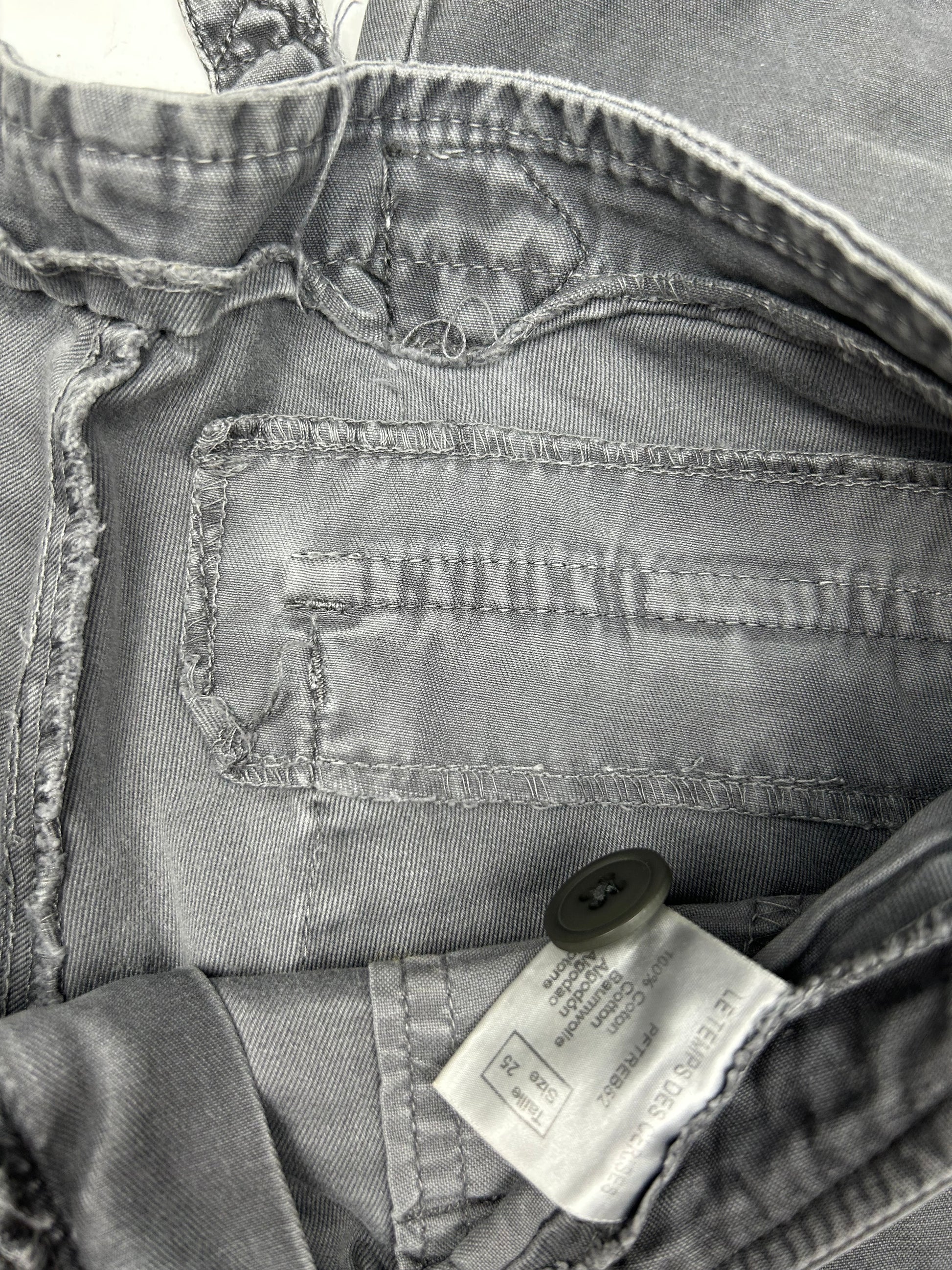 Grey cargo denim low rise baggy pants (XS)