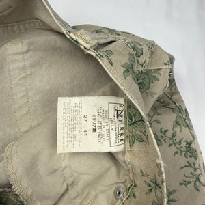 Khaki floral denim low rise capri pants (S)