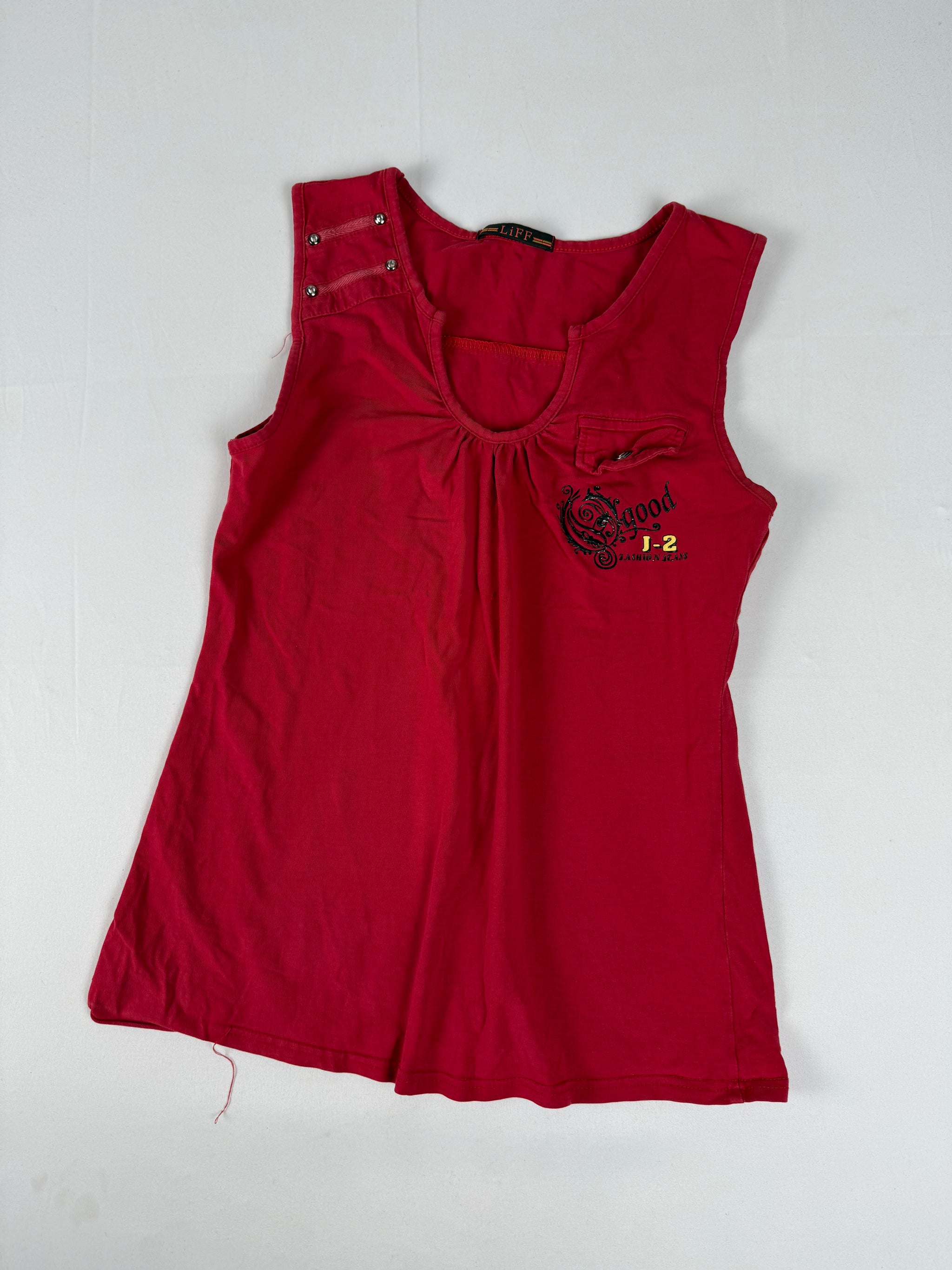 Red cotton graphic top (M/L)