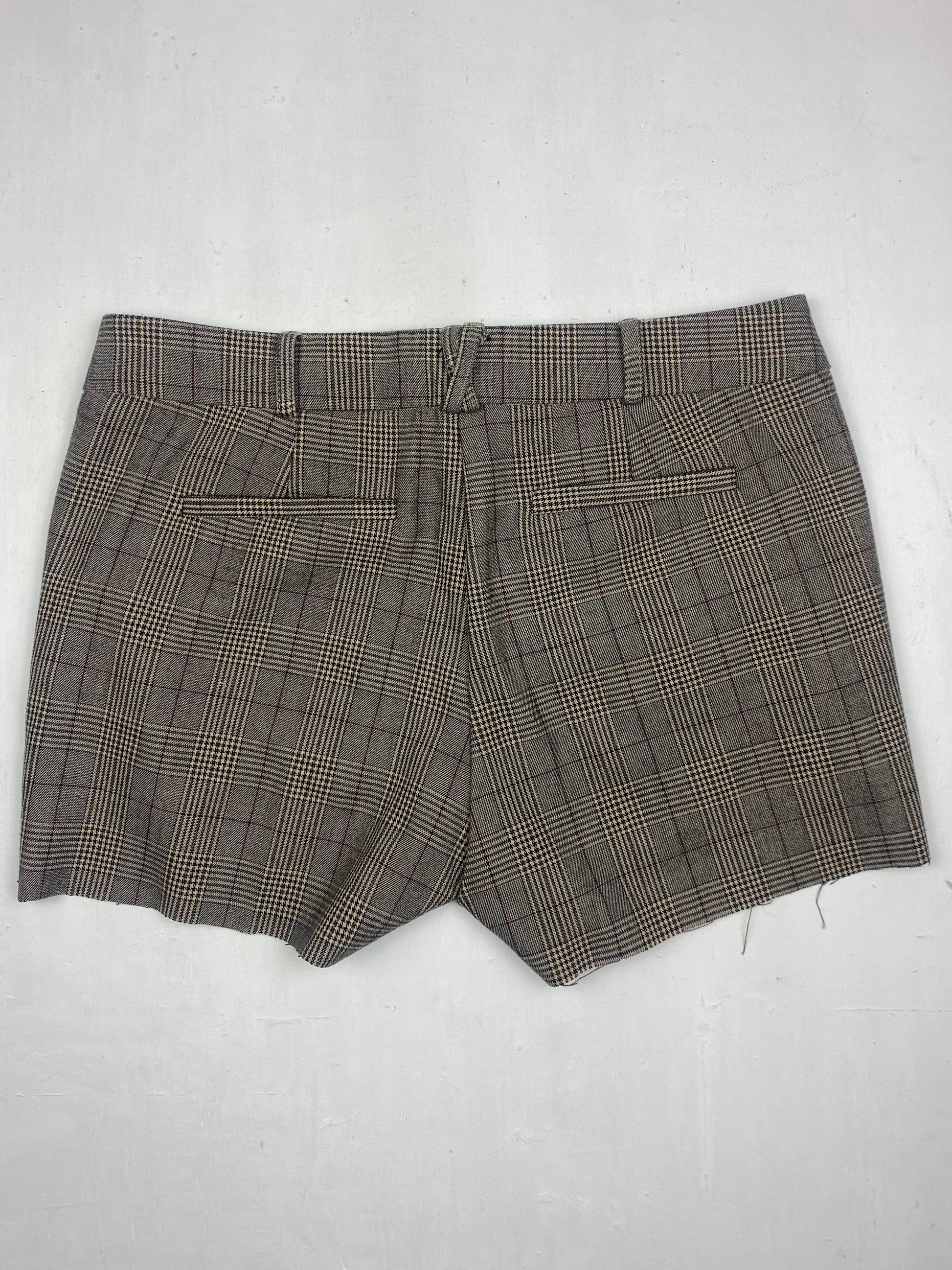 Beige check office low rise mini short (M)