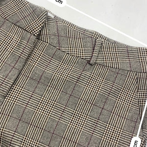 Beige check office low rise mini short (M)