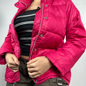 Pink zip up puffer jacket (S/M)