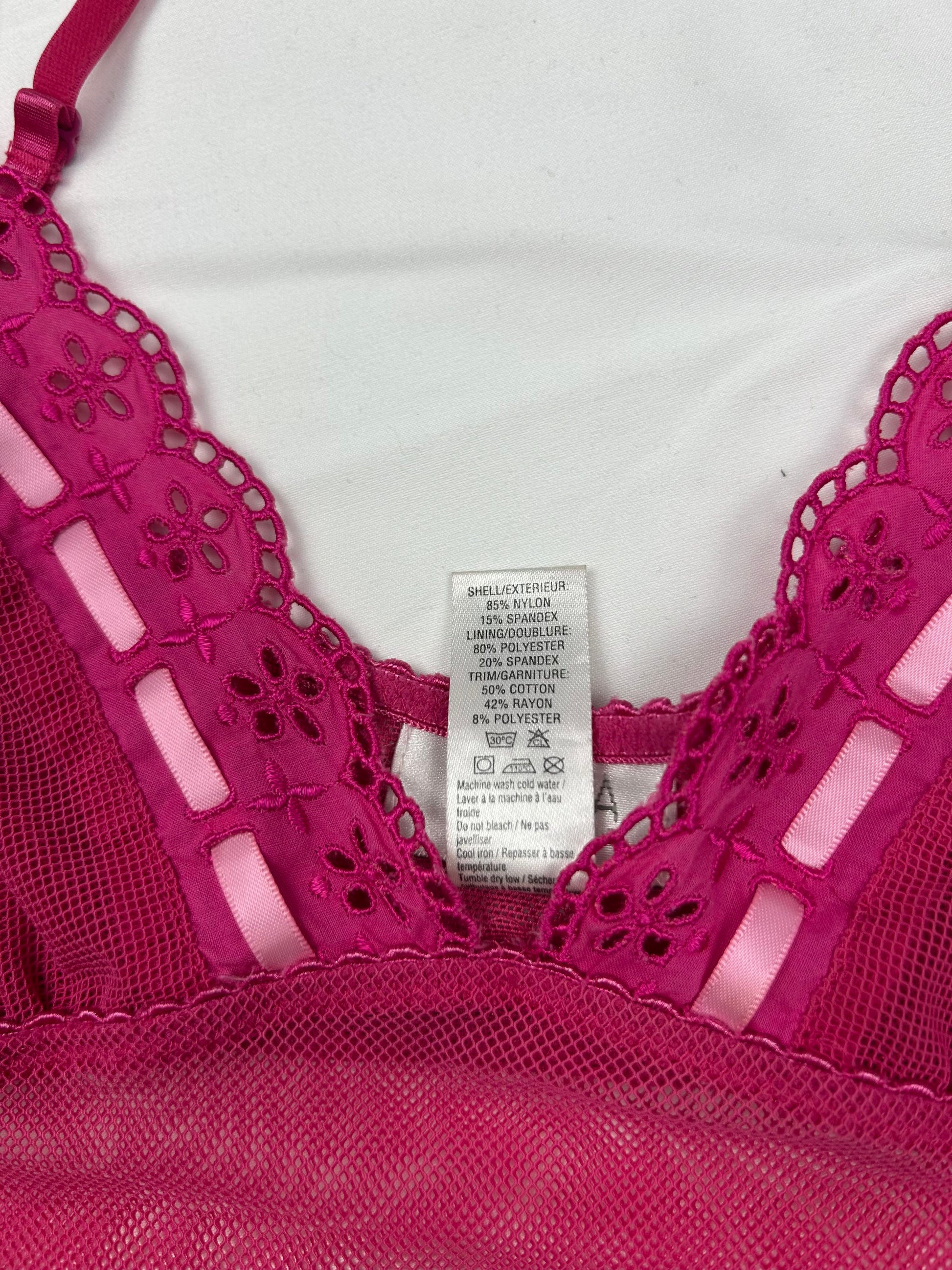 Pink mesh bow cami top (M)