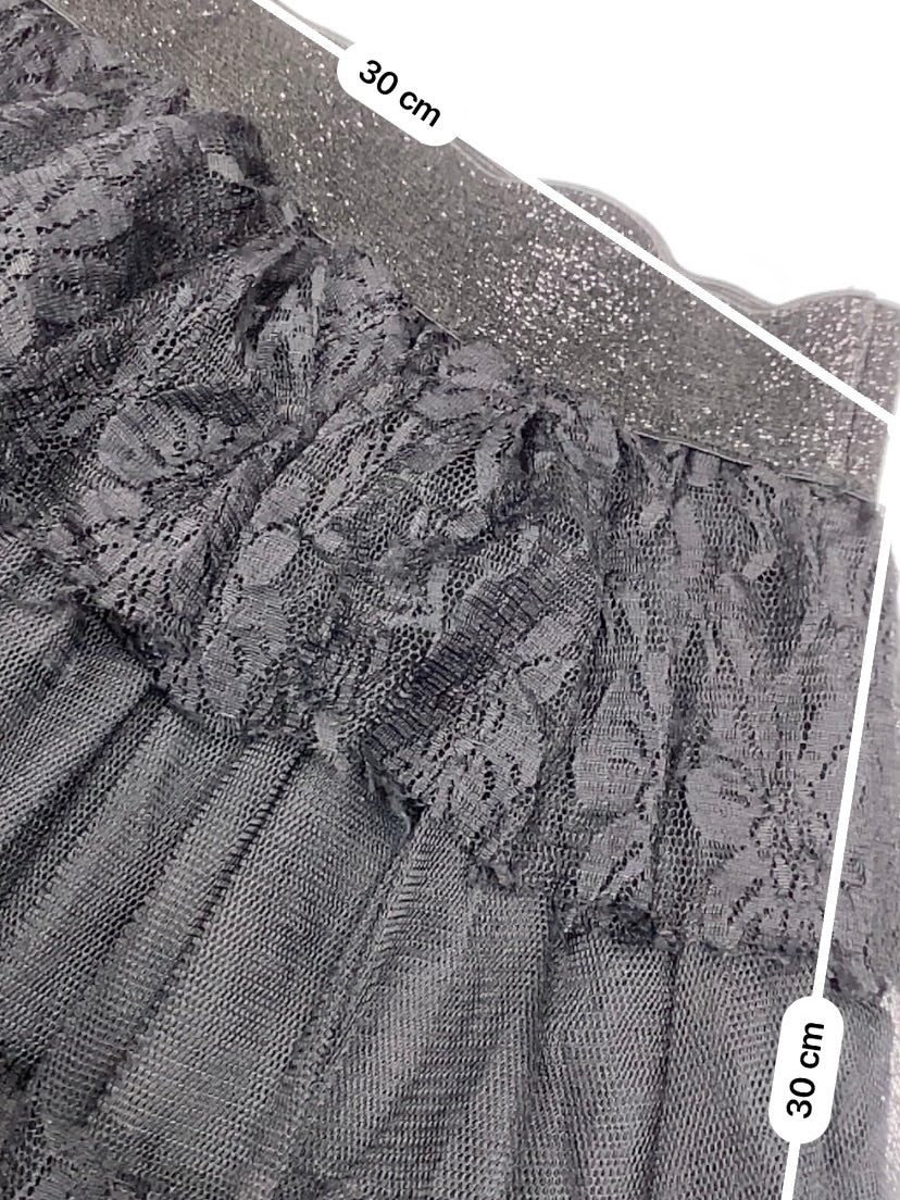 Black mesh pleated low rise mini skirt (XS)