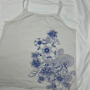 White floral 100% cotton cami top (XL)