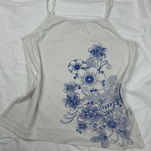 White floral 100% cotton cami top (XL)