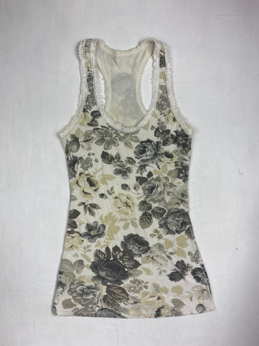 Beige graphic tank top (S)