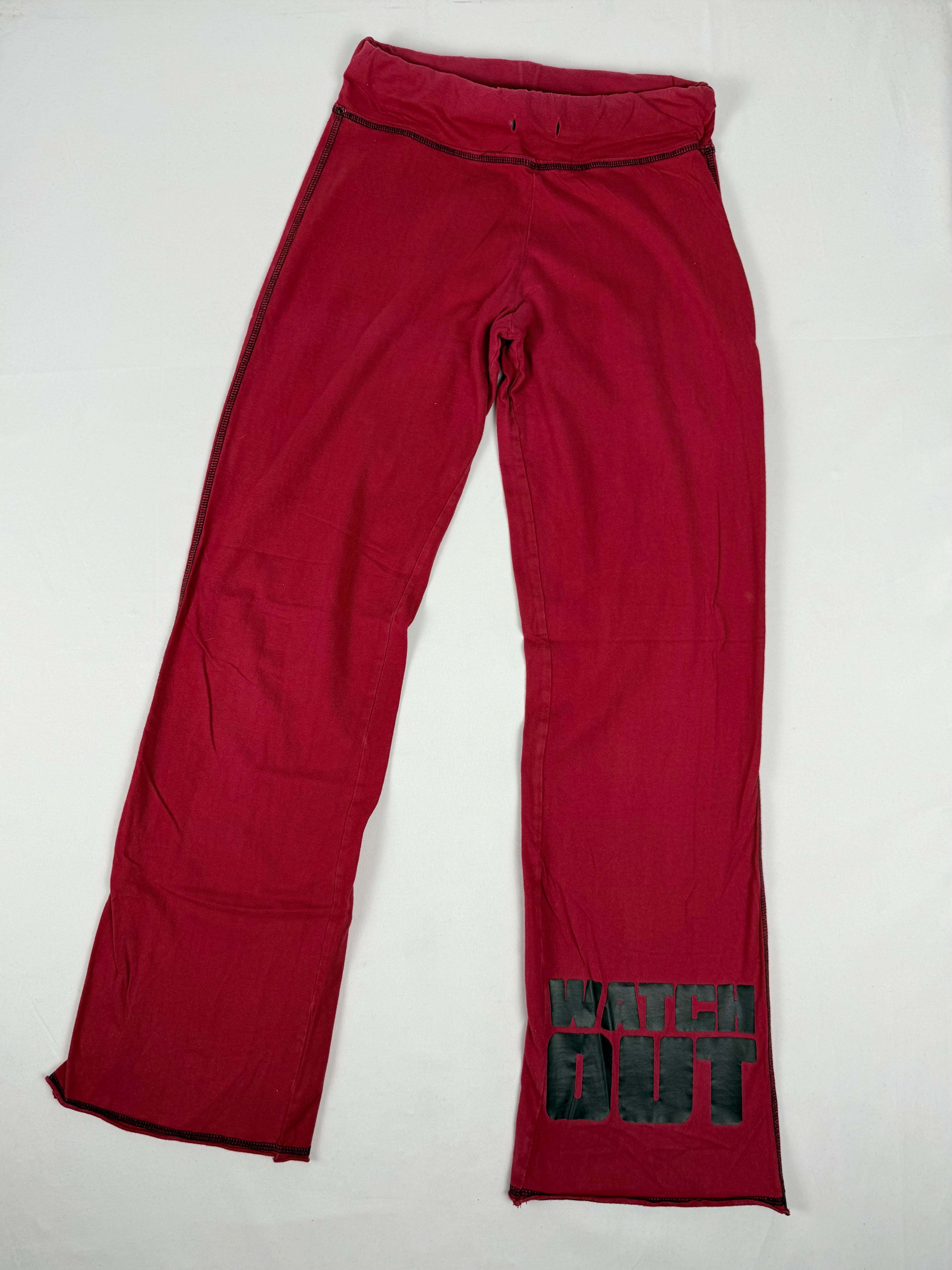 Red graphic activewear pants + top set (S/M)