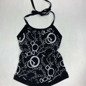 Black graphic halter top (S)