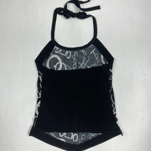 Black graphic halter top (S)