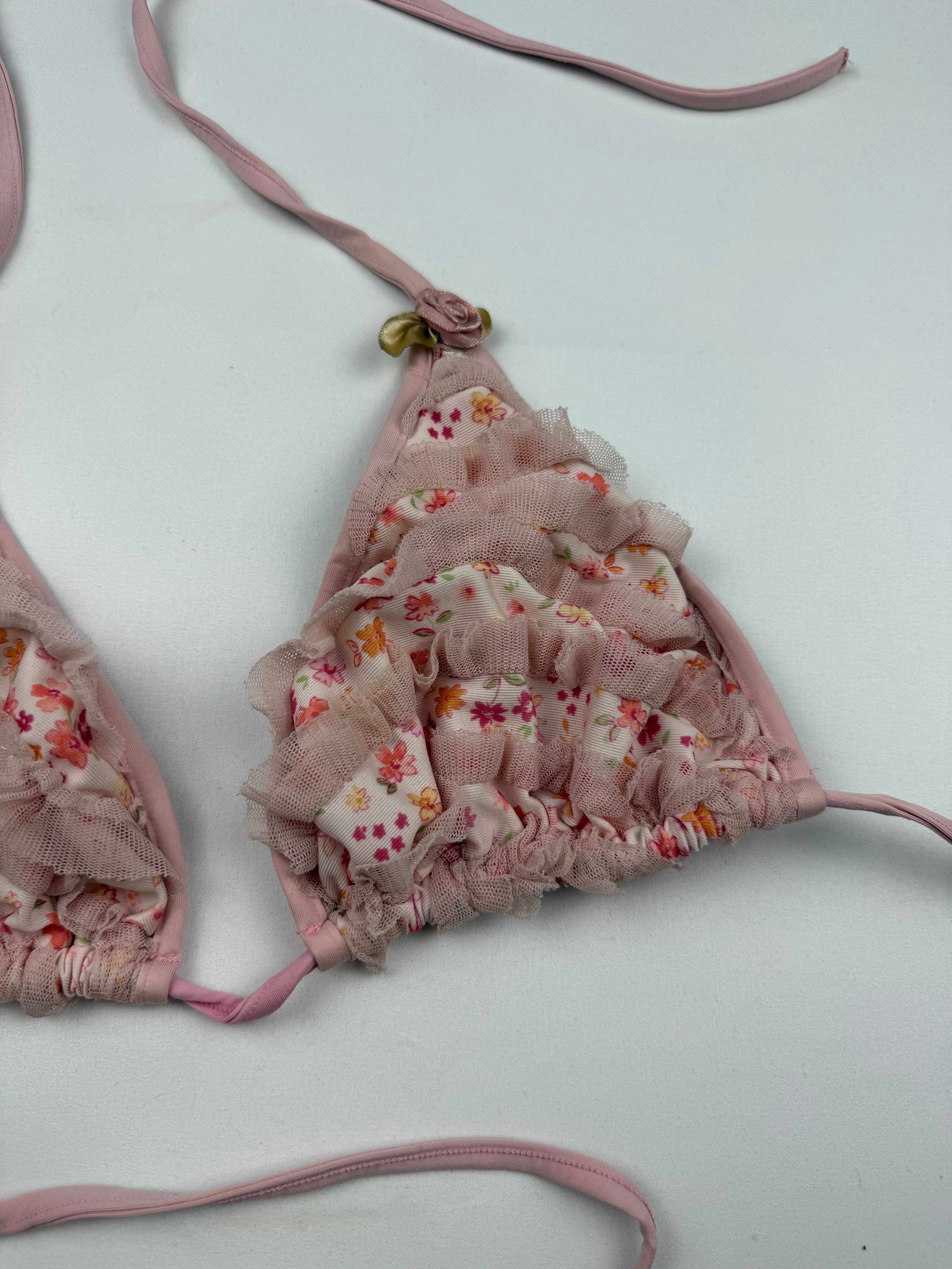 Baby pink tie up bikini top (M)