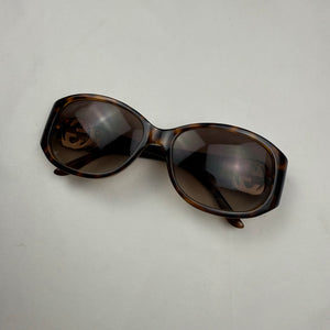 Brown 2000s gold logo sunglasses