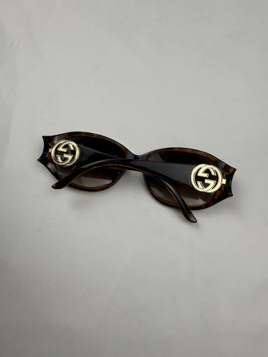Brown 2000s gold logo sunglasses