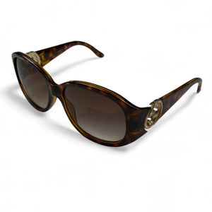 Brown 2000s gold logo sunglasses