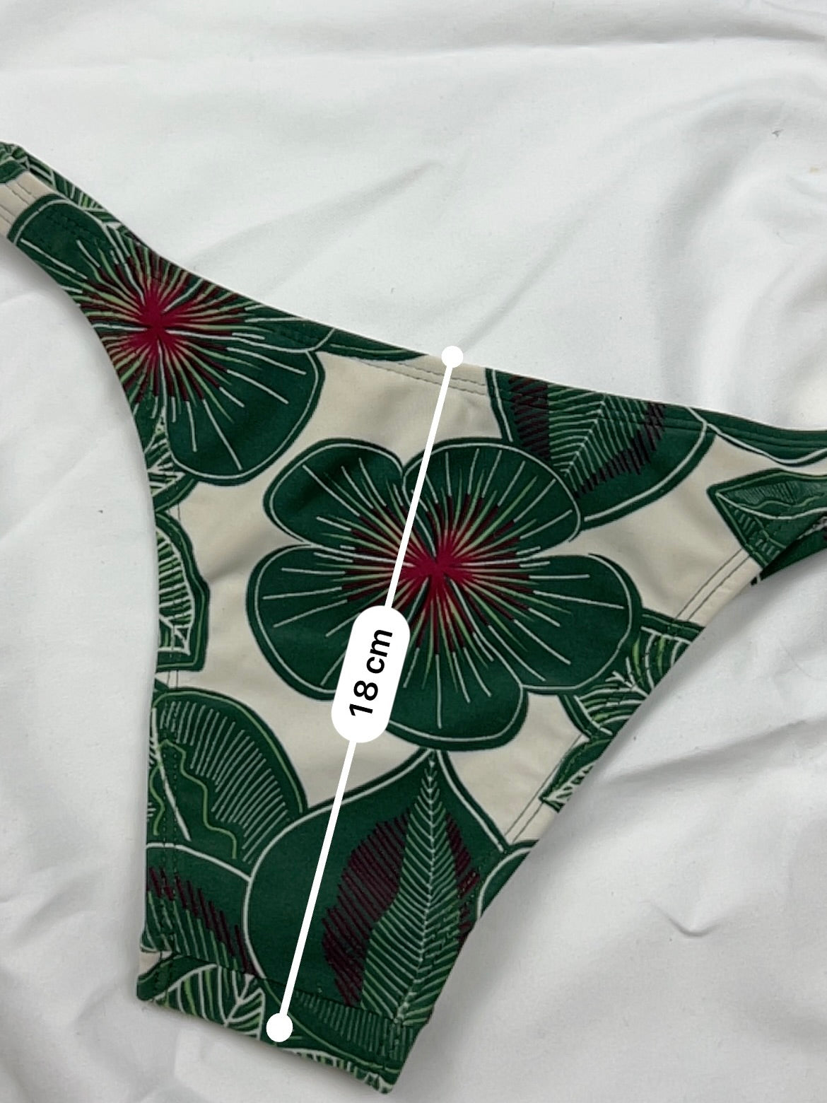 Khaki floral low rise brasilian bikini bottom (XS)