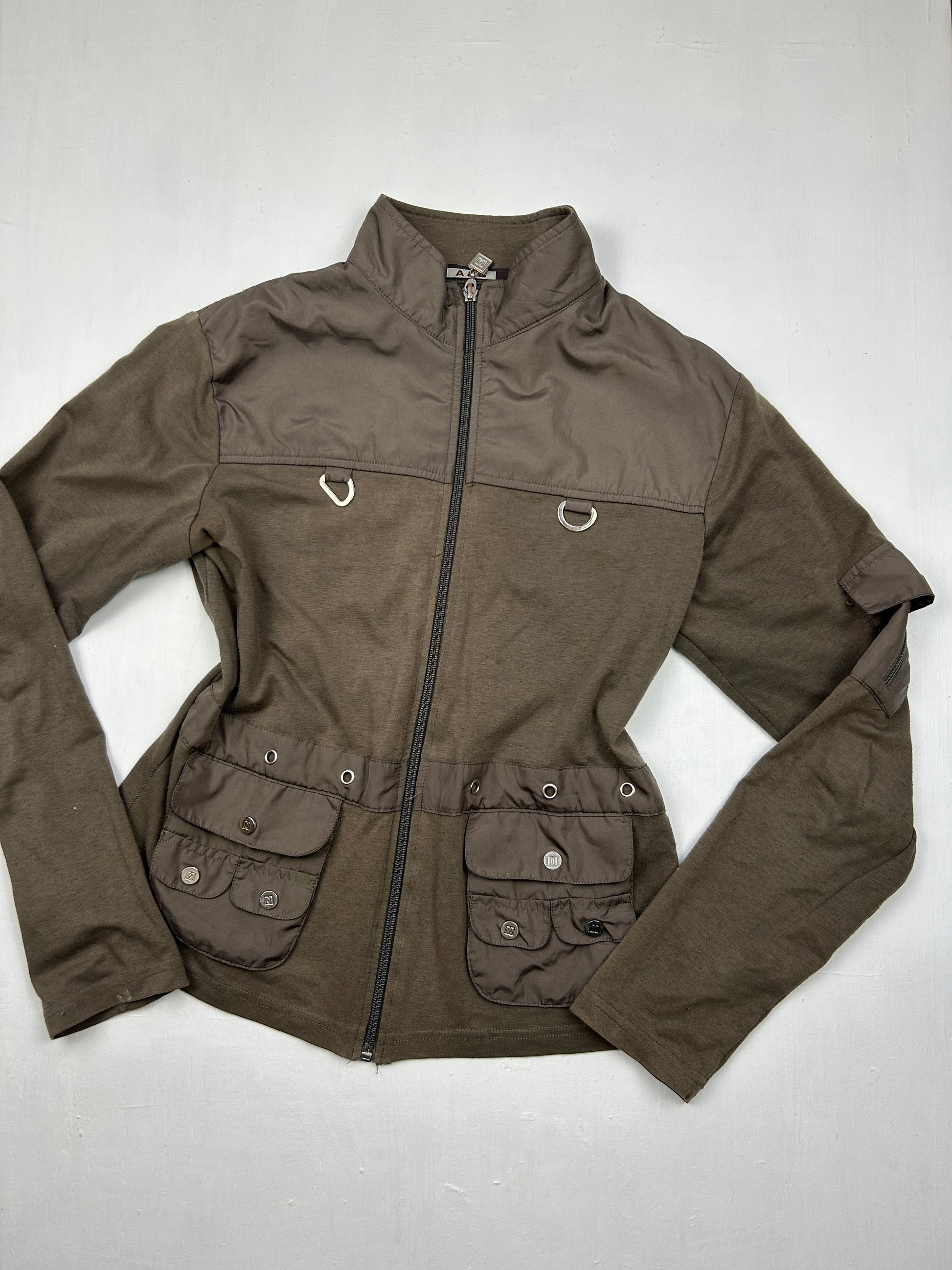 Khaki utility pockets sweatshirt (S/M)