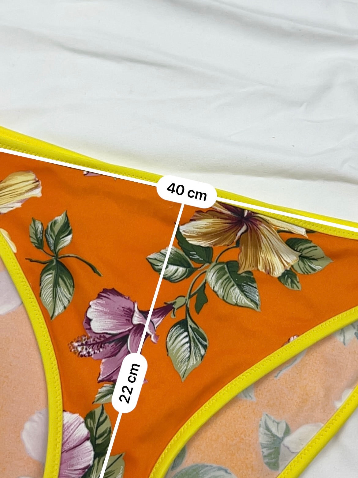 Orange floral print low rise bikini set (M)