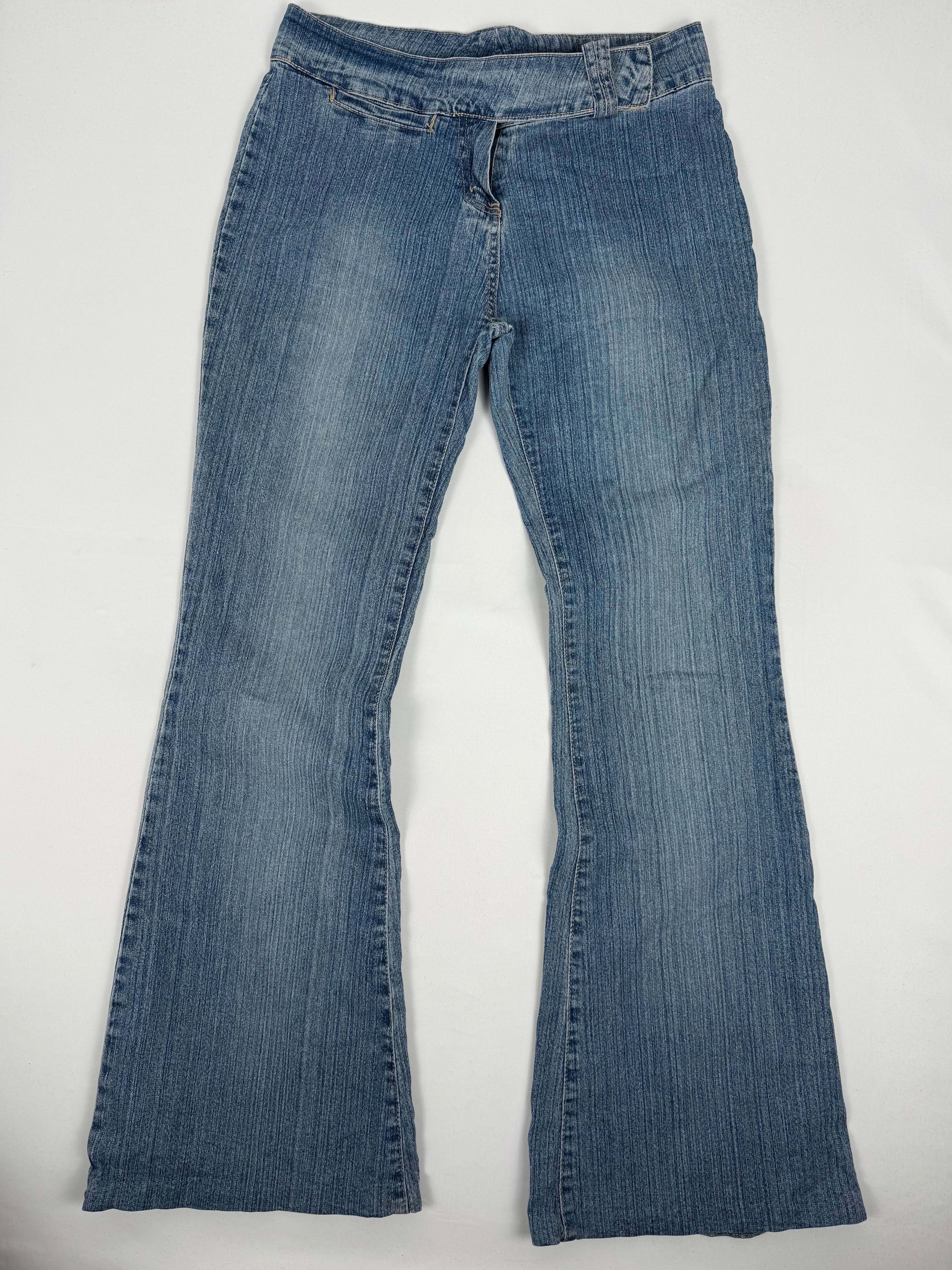 Pantalon droit taille basse en jean noir (XS)