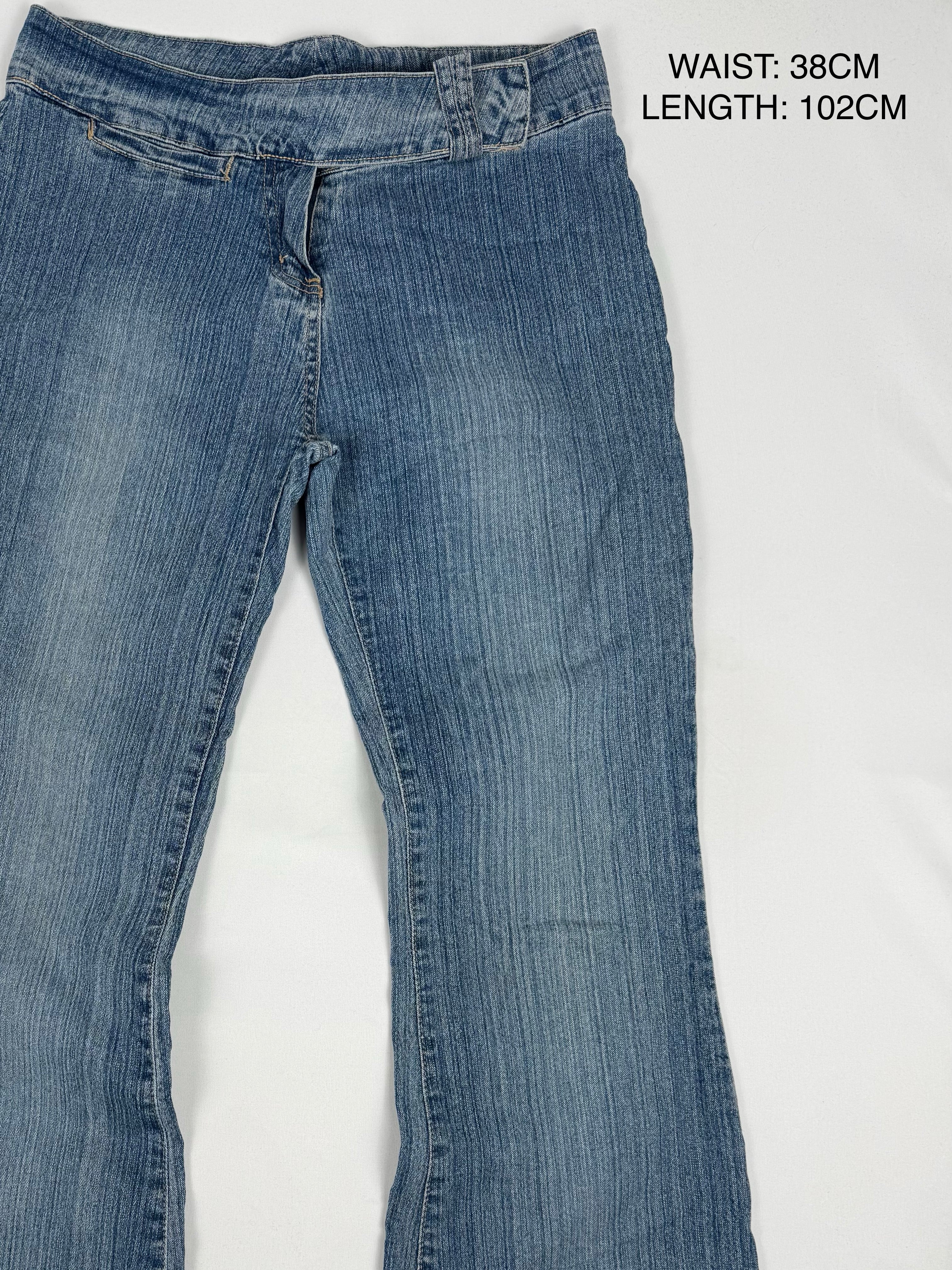 Pantalon droit taille basse en jean noir (XS)