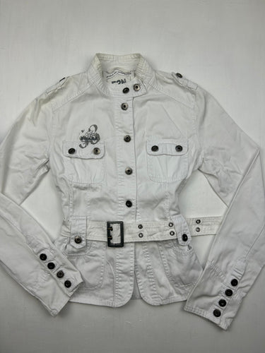 White office biker jacket with belt (XS/S)