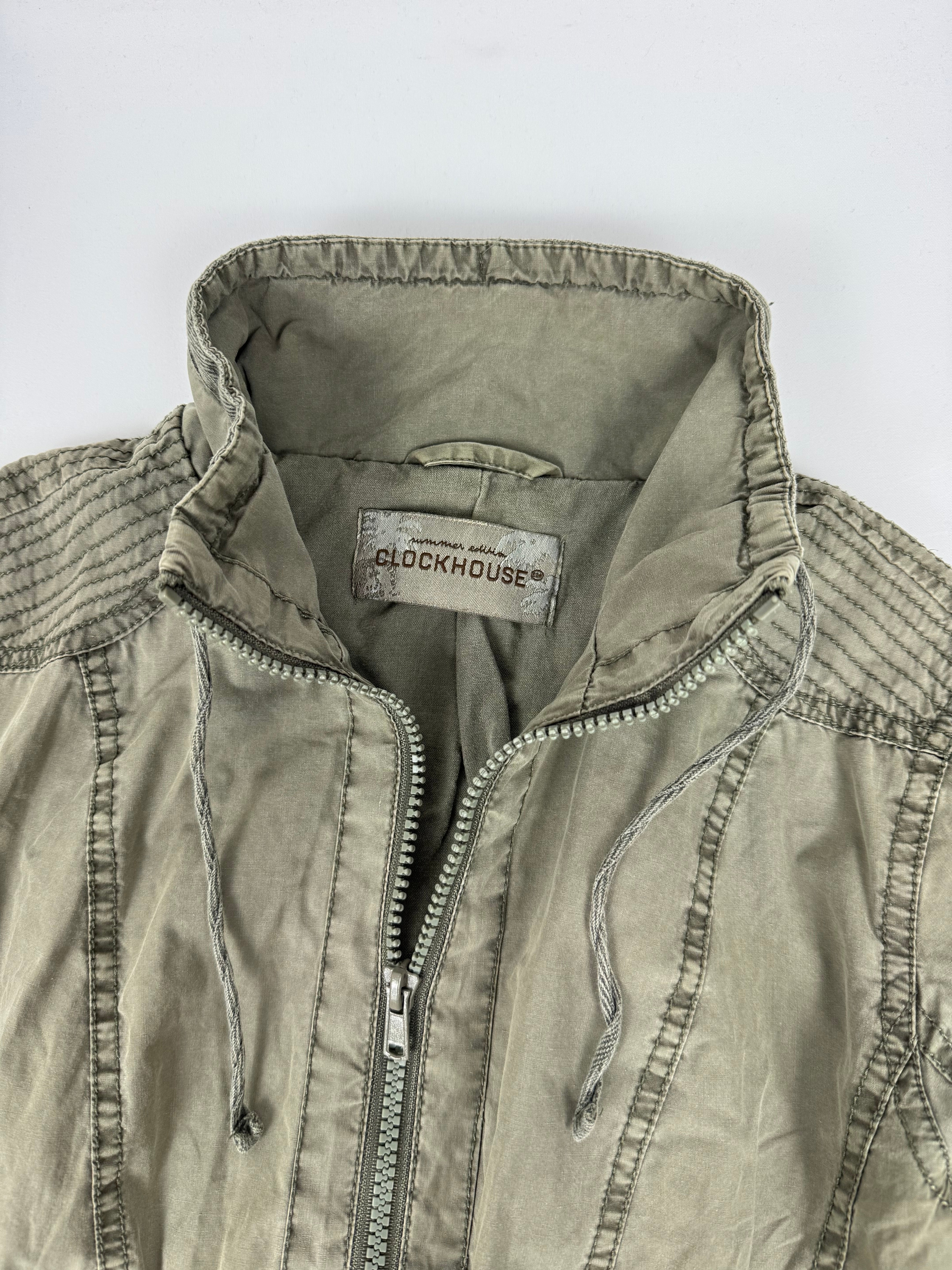 Khaki zip up biker jacket (L)