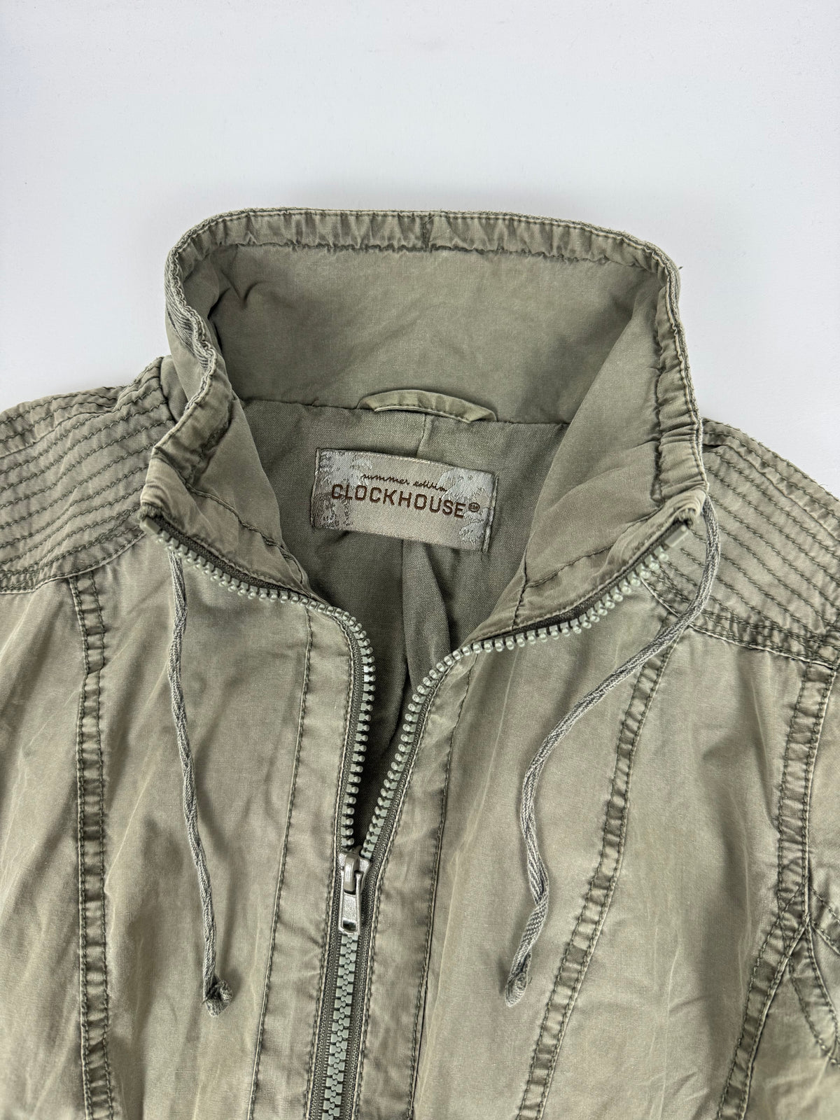Khaki zip up biker jacket (L)