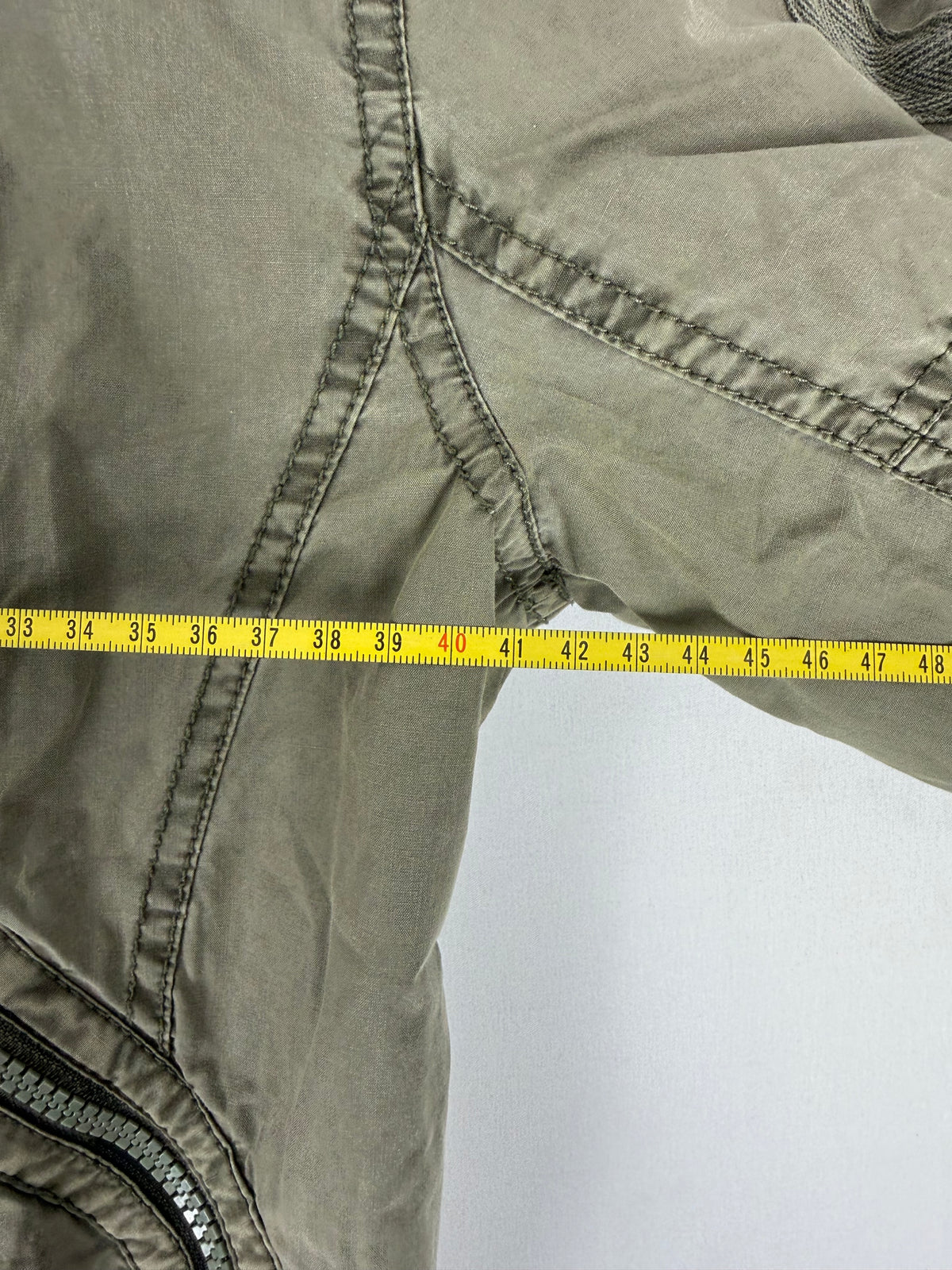 Khaki zip up biker jacket (L)