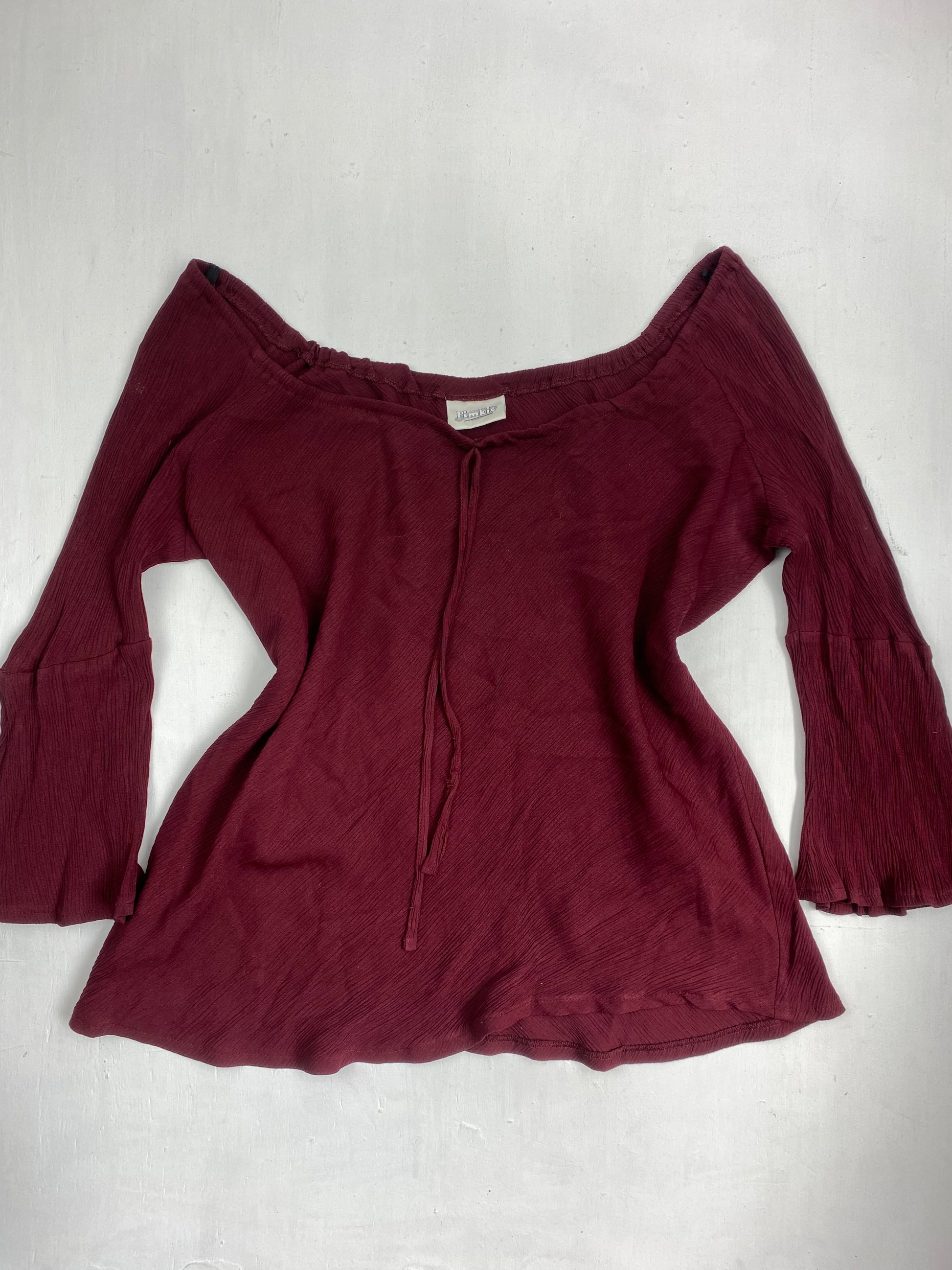 Burgundy bardot long sleeves top (XL)