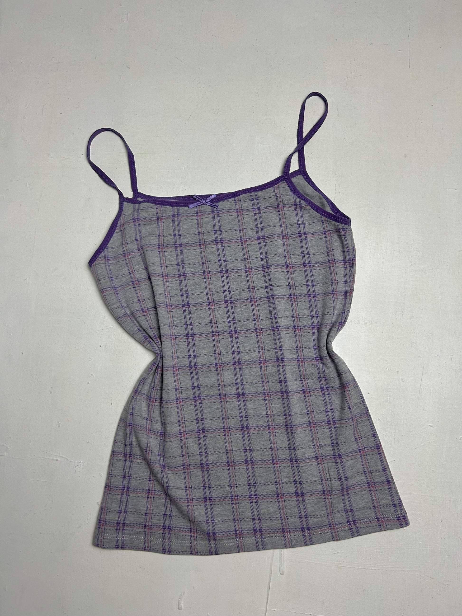 Grey check print stretchy cami top (S)