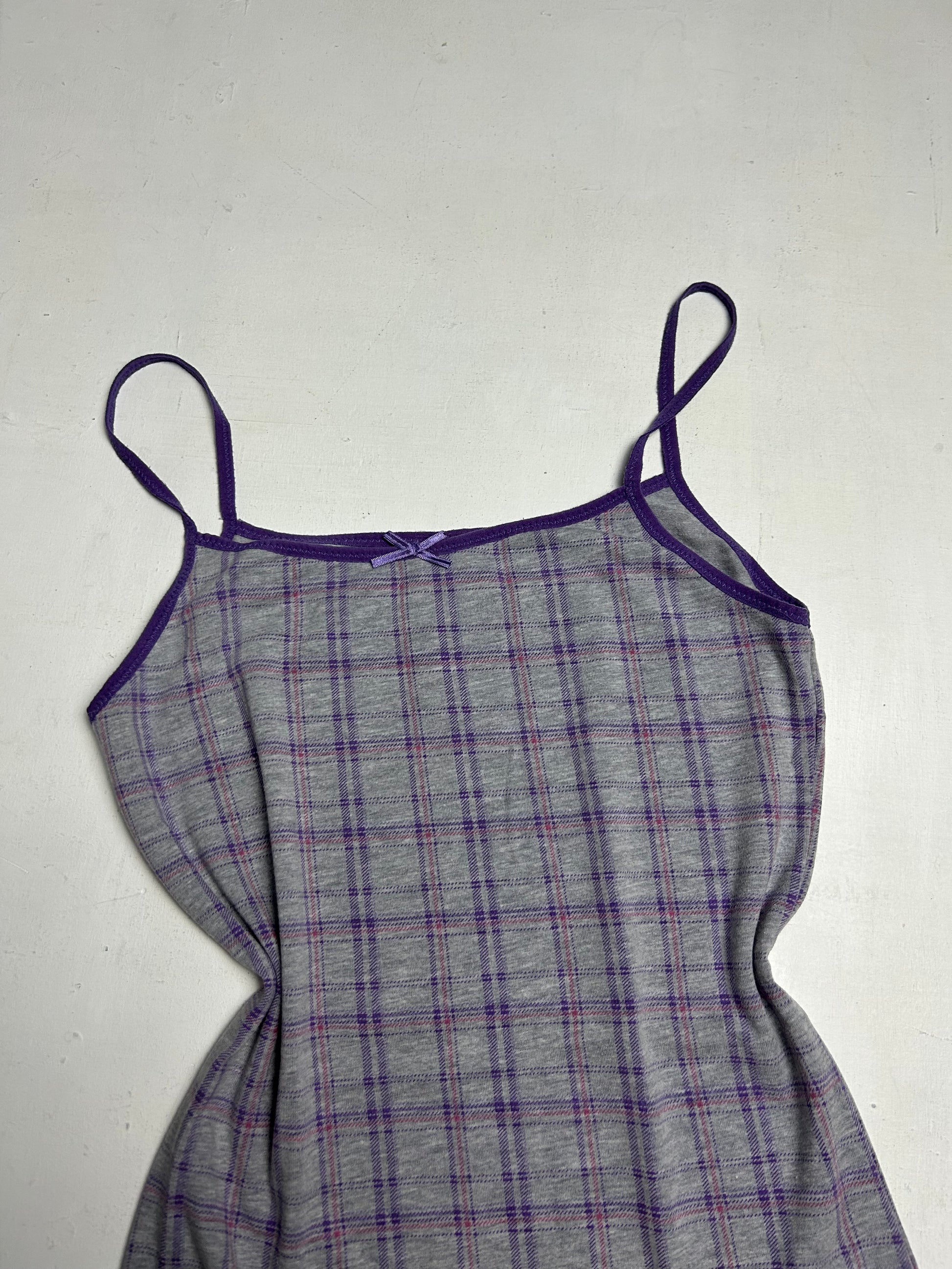 Grey check print stretchy cami top (S)