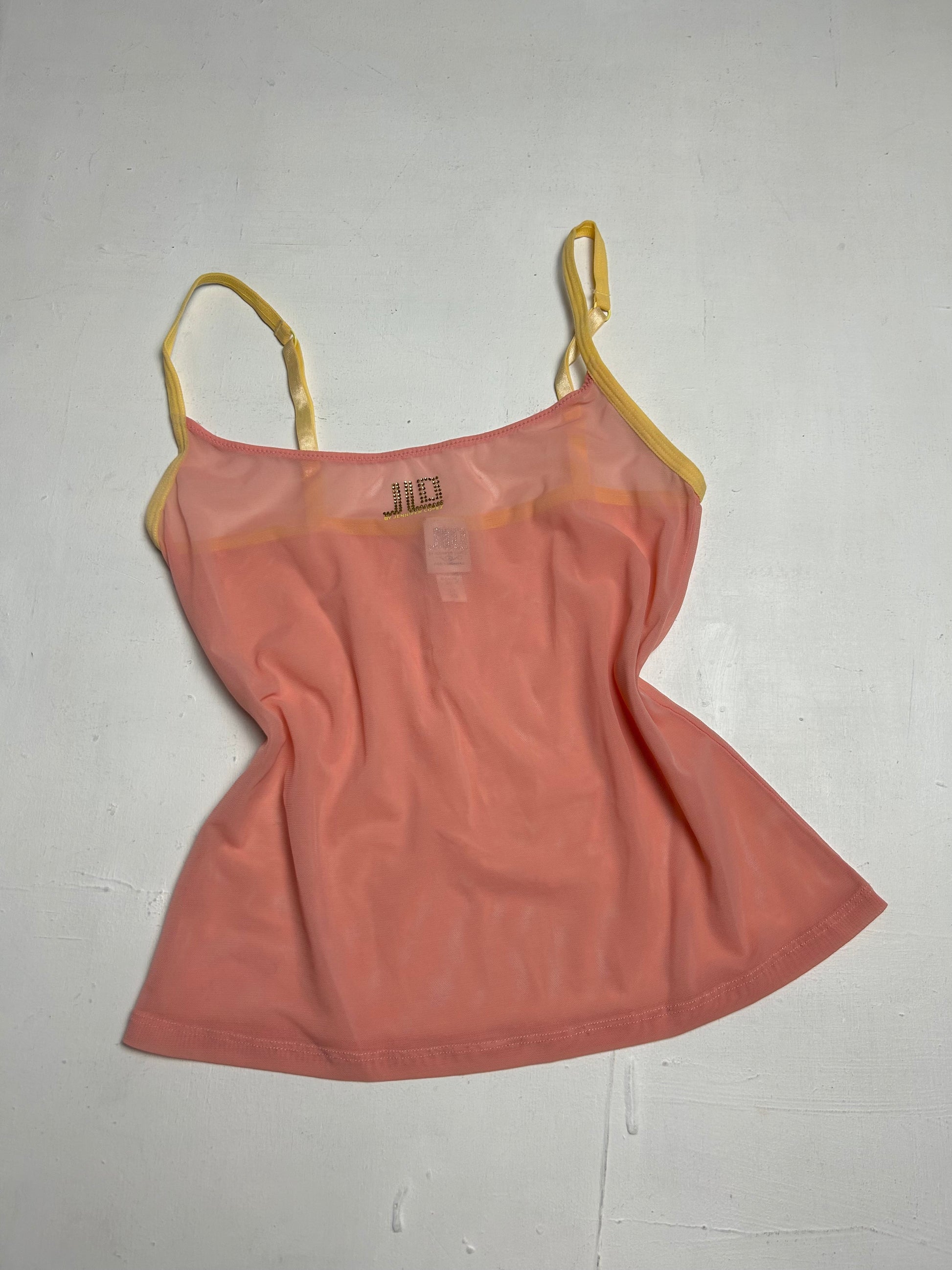 Orange nude mesh see trough JLO cami top (XS)