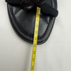 Black flower appliquée kitten heels sandals (37)