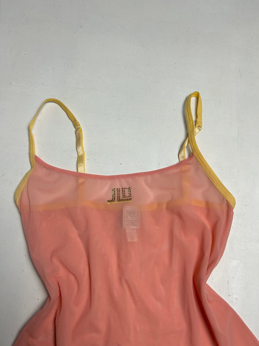 Orange nude mesh see trough JLO cami top (XS)