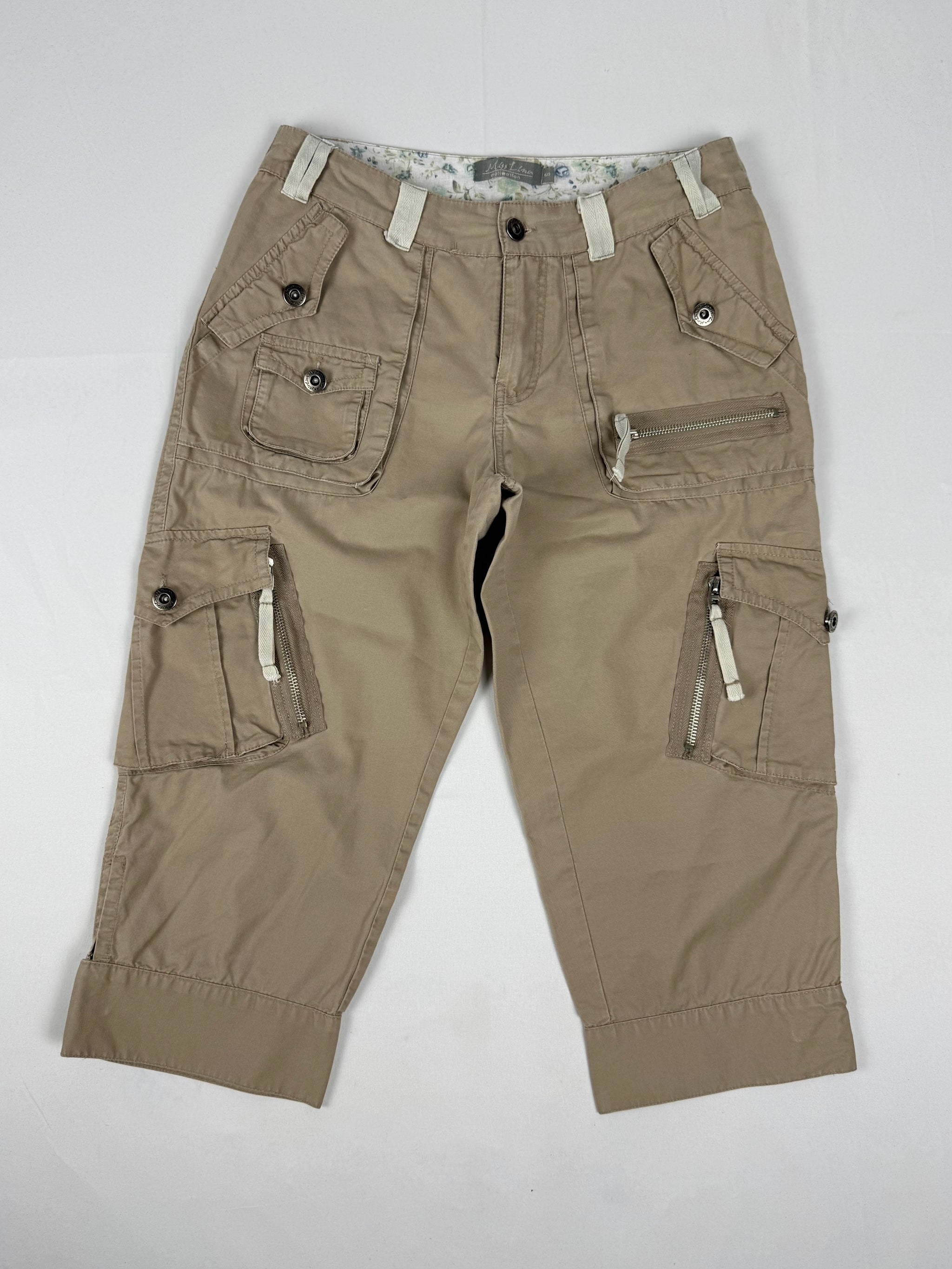 Beige low rise utility capri pants (S)
