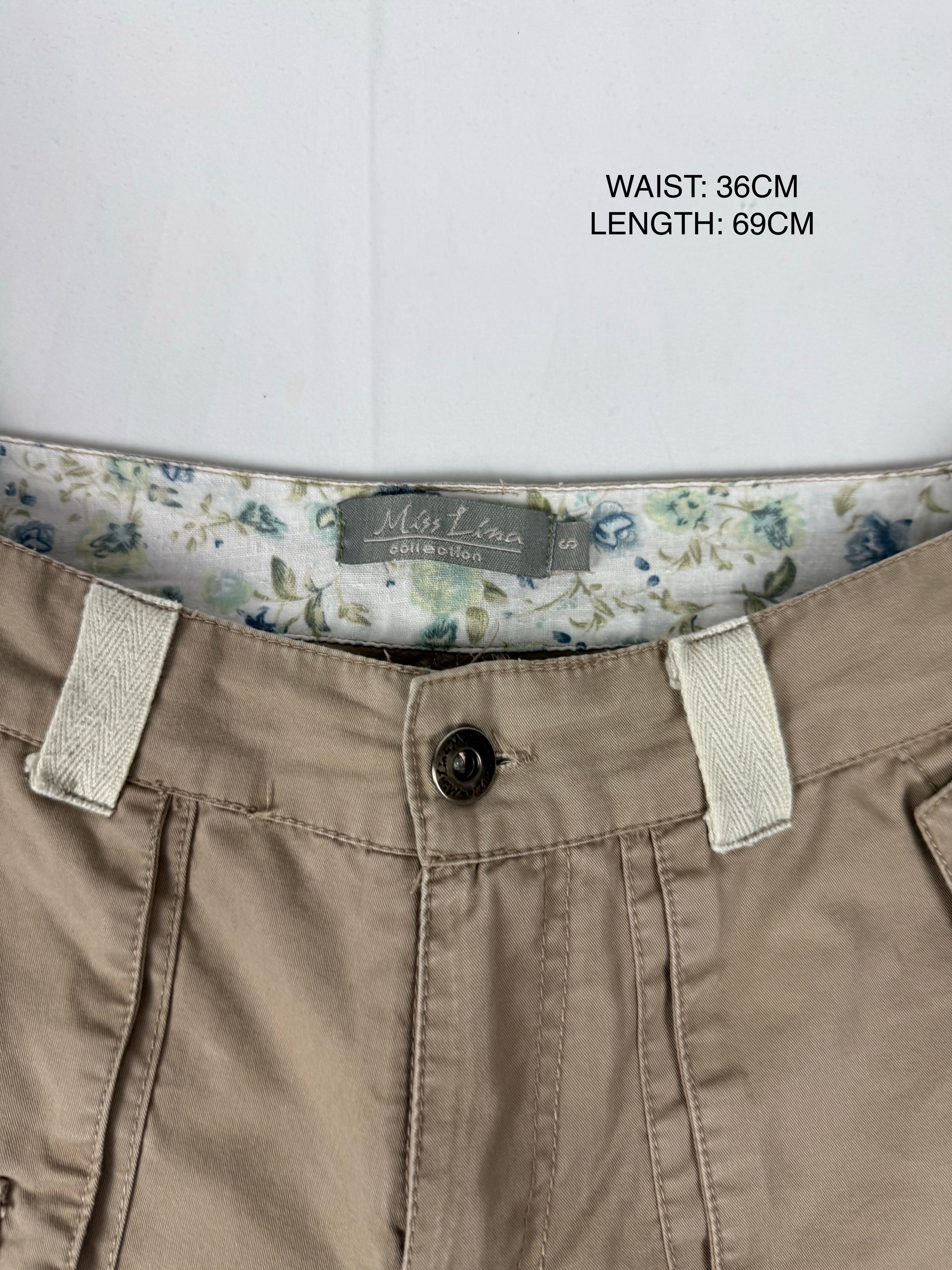 Beige low rise utility capri pants (S)