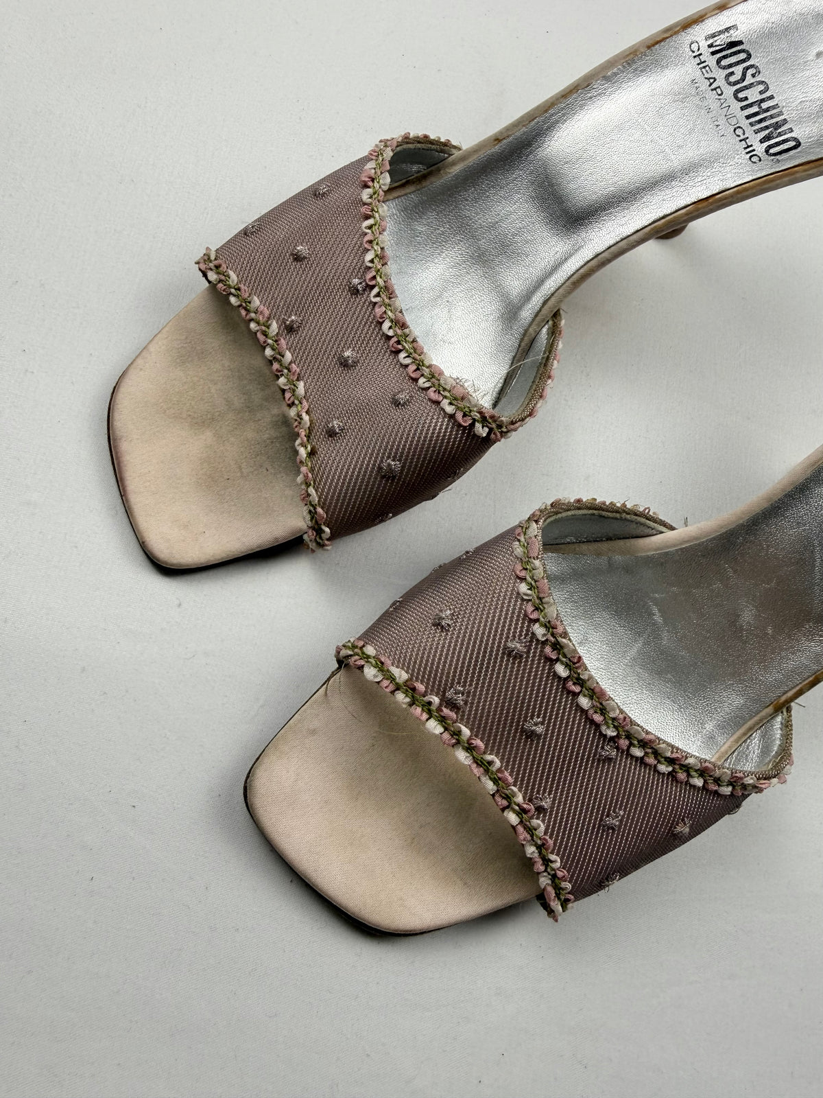 Baby pink rhinestones heels mules (37.5)