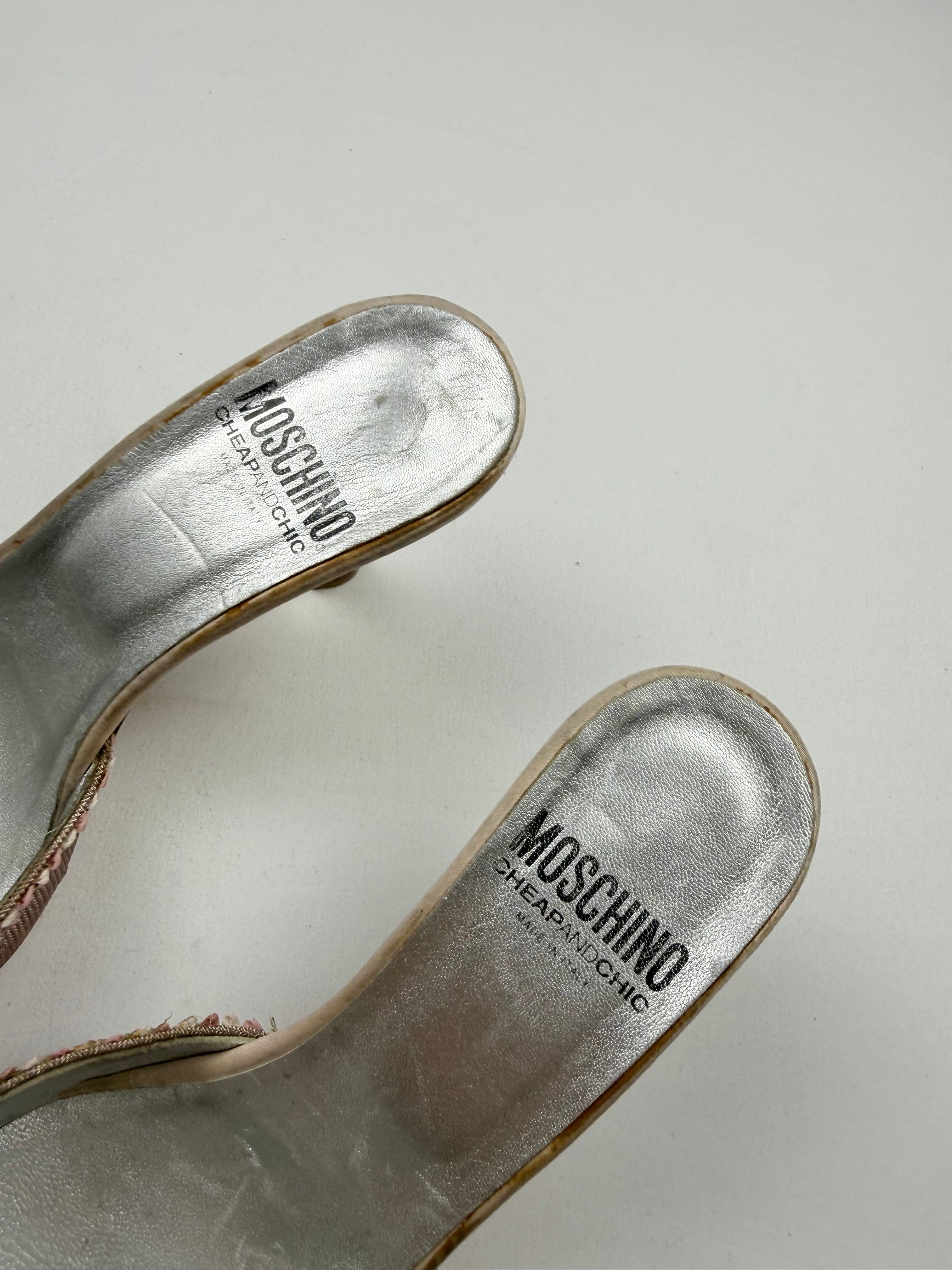 Baby pink rhinestones heels mules (37.5)