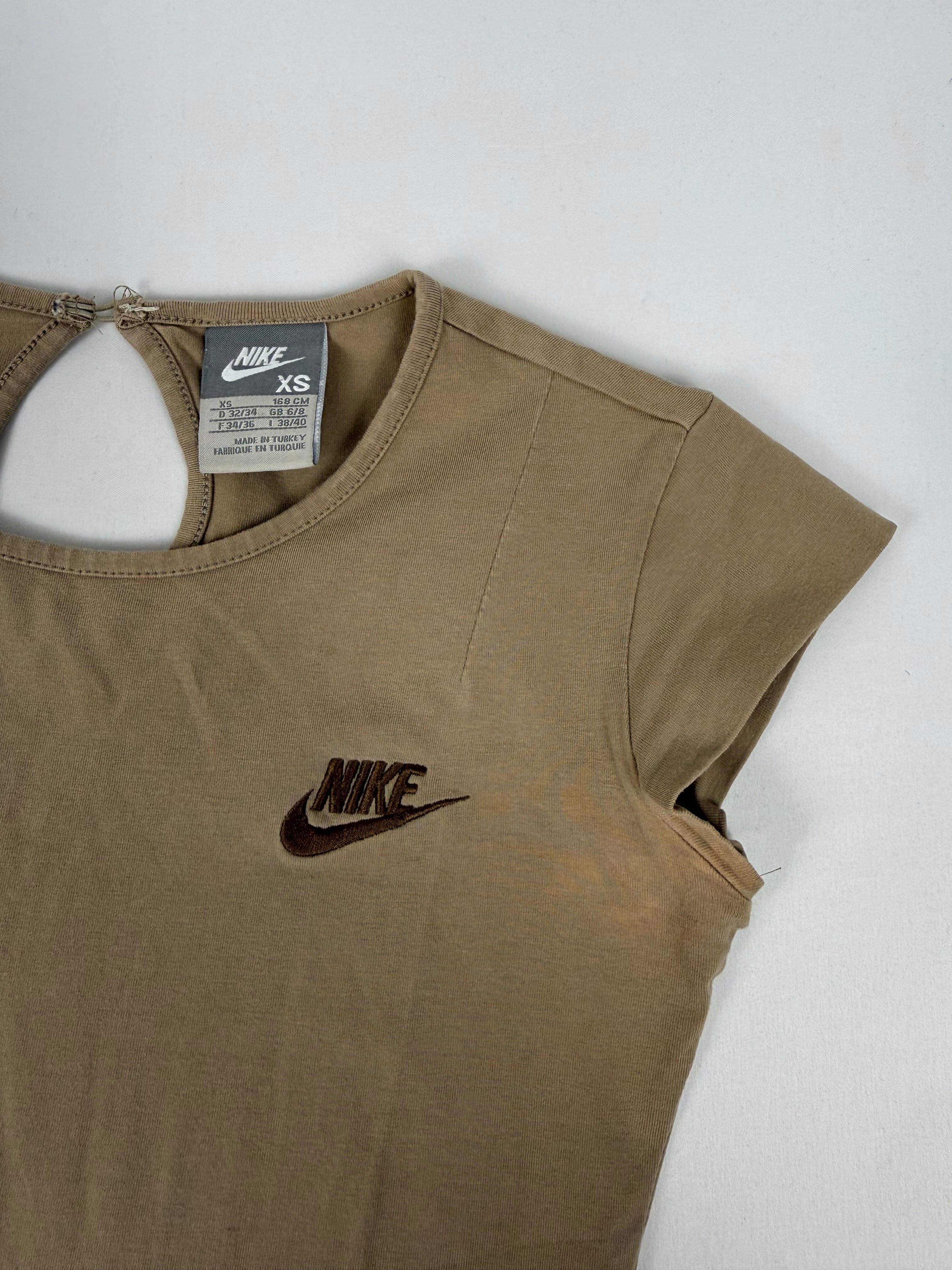Khaki embroidered logo cotton tee (XS)