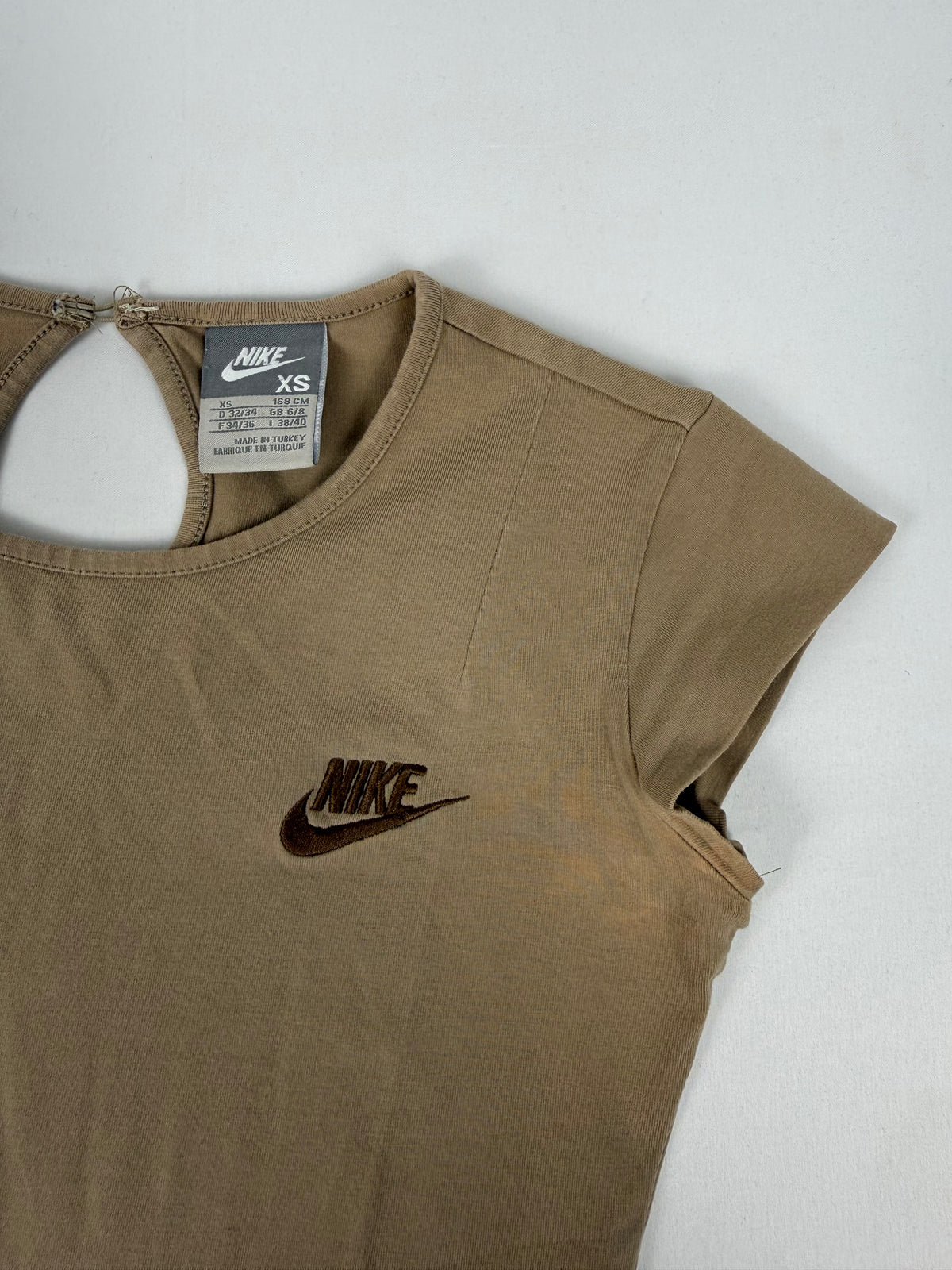 Khaki embroidered logo cotton tee (XS)