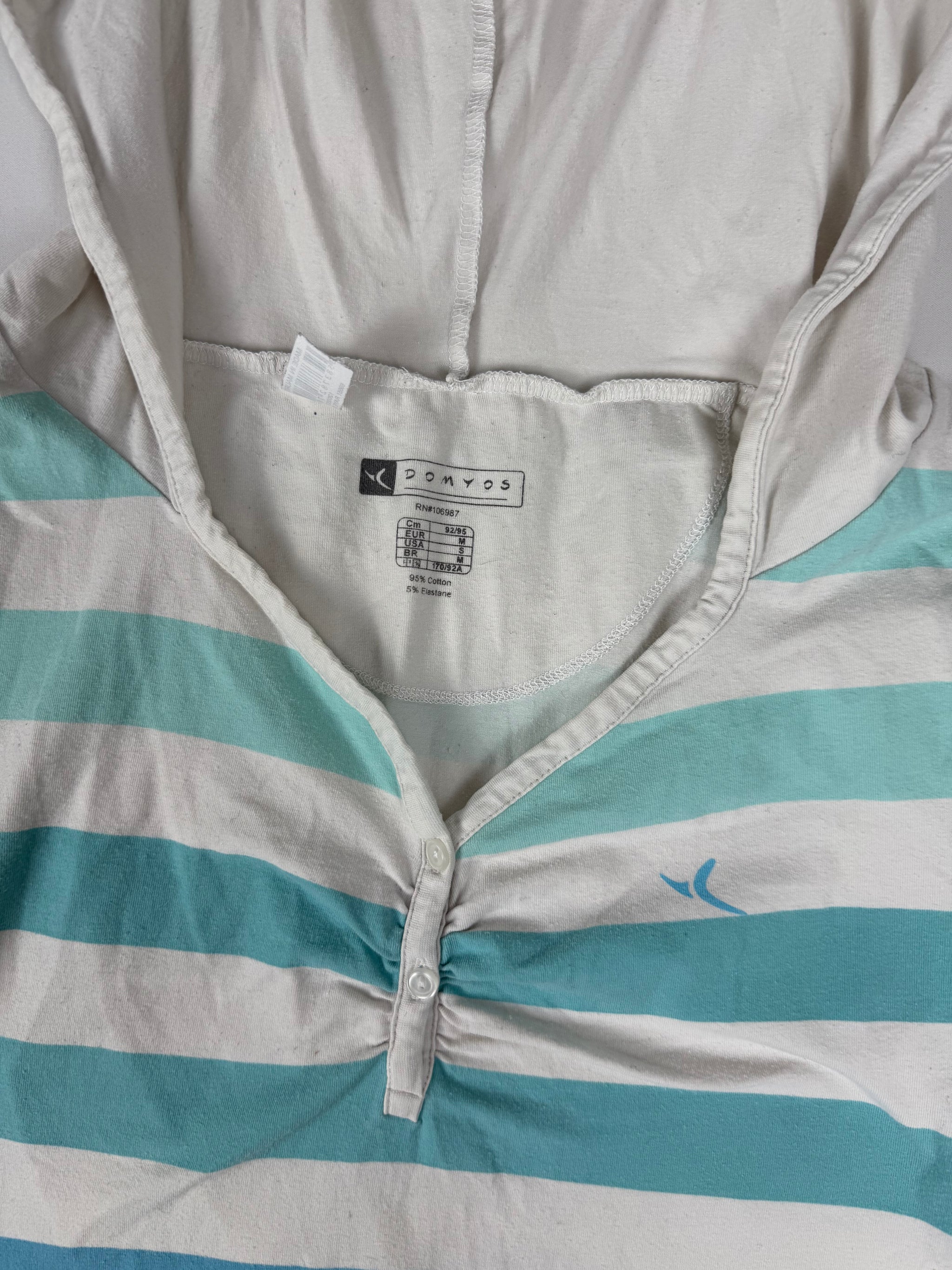 White hooded striped activewear cotton tee (M)
