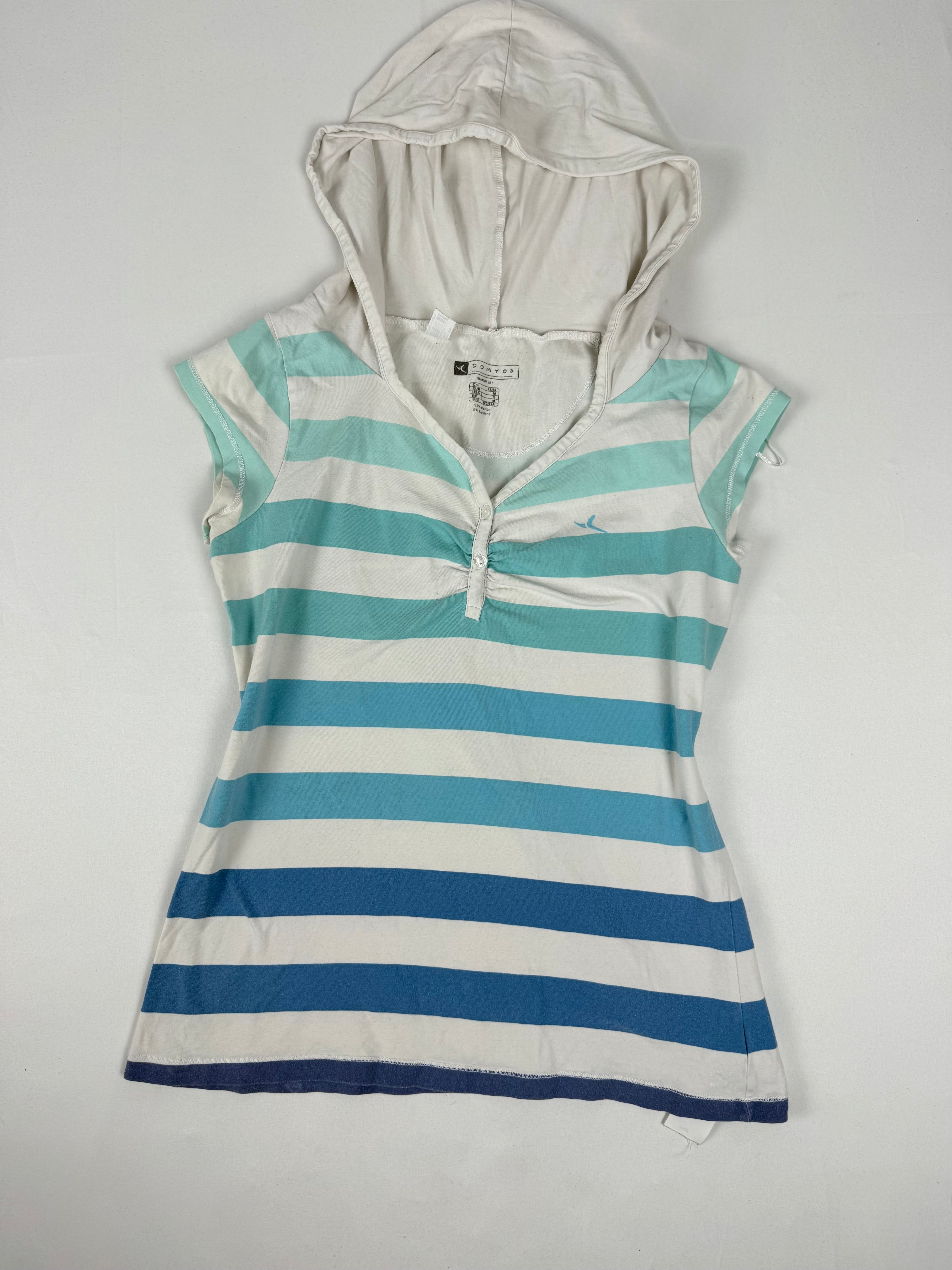 Blue striped hooded cotton tee (XL)