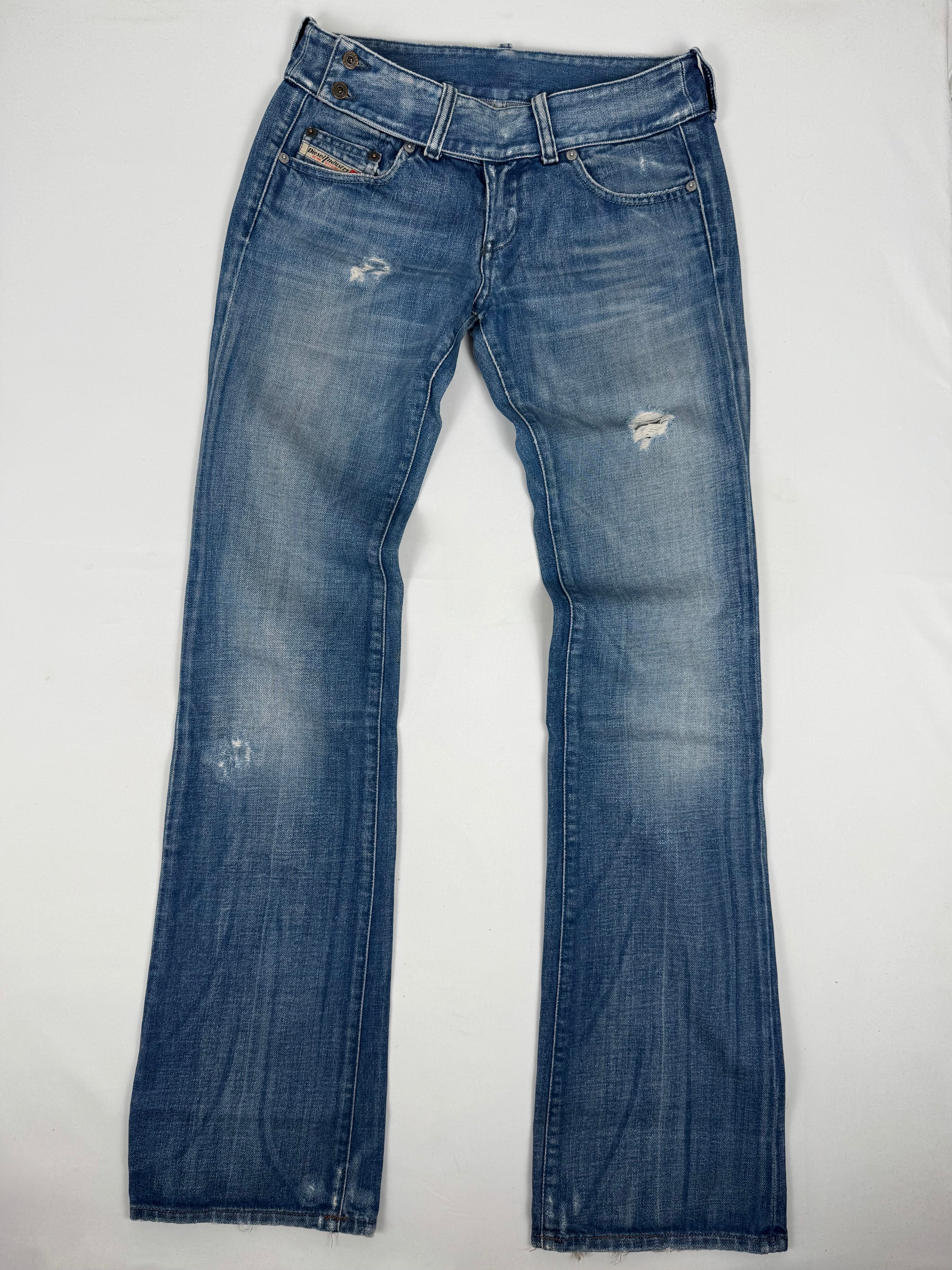 Pantalon droit taille basse en jean noir (XS)