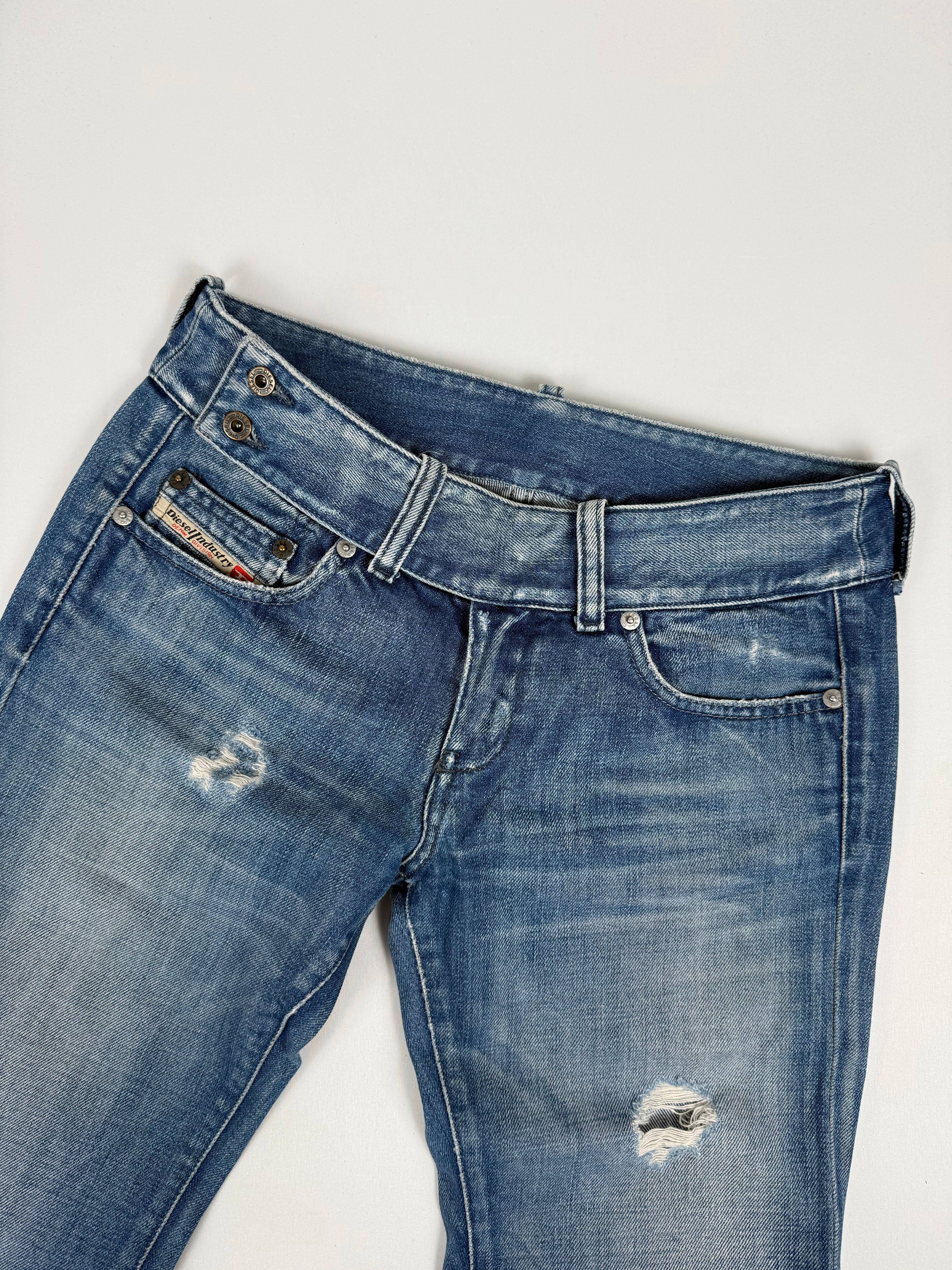 Pantalon droit taille basse en jean noir (XS)