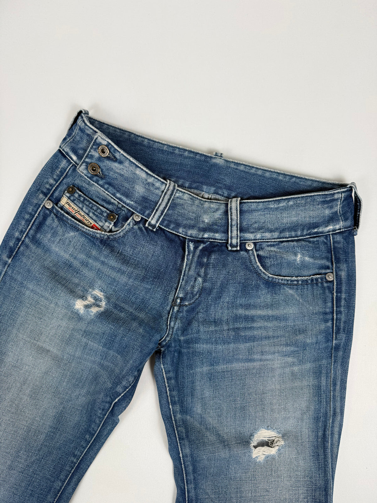 Pantalon droit taille basse en jean noir (XS)