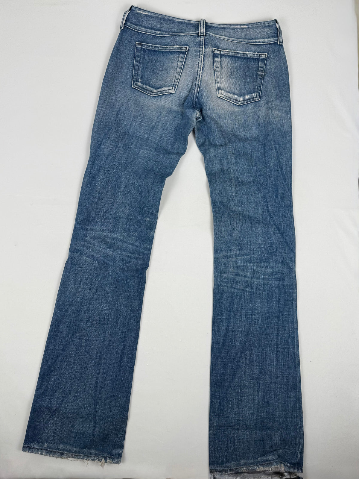 Pantalon droit taille basse en jean noir (XS)